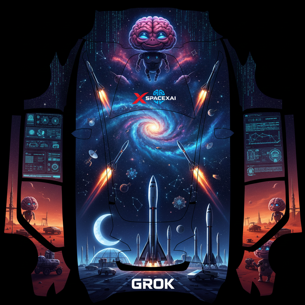 Grok and SpaceXAI themed — AI wrap design for a Model 3