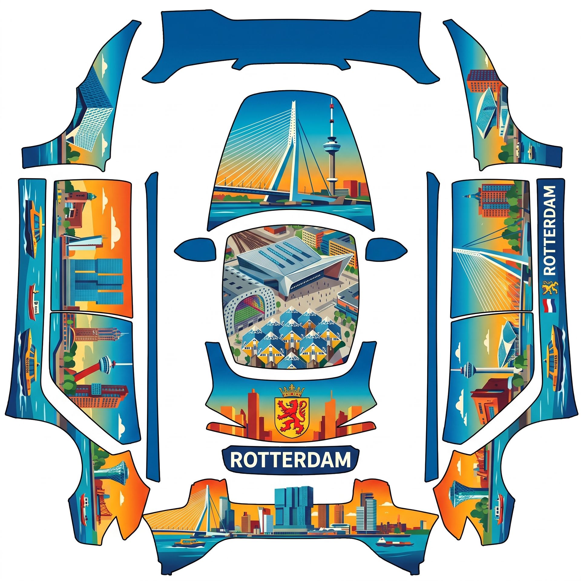 Rotterdam themed design — AI wrap design for a Model 3 (2024+) Performance