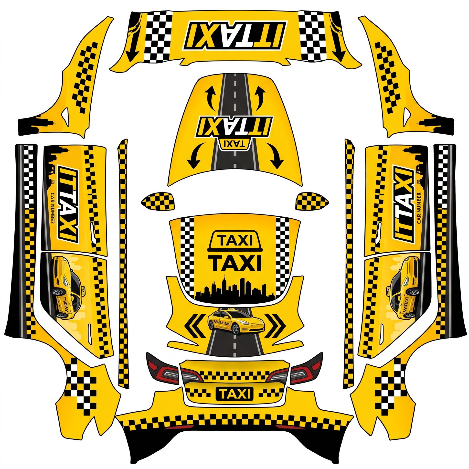 Ittaxi — AI wrap design for a Model 3 (2024+) Standard & Premium