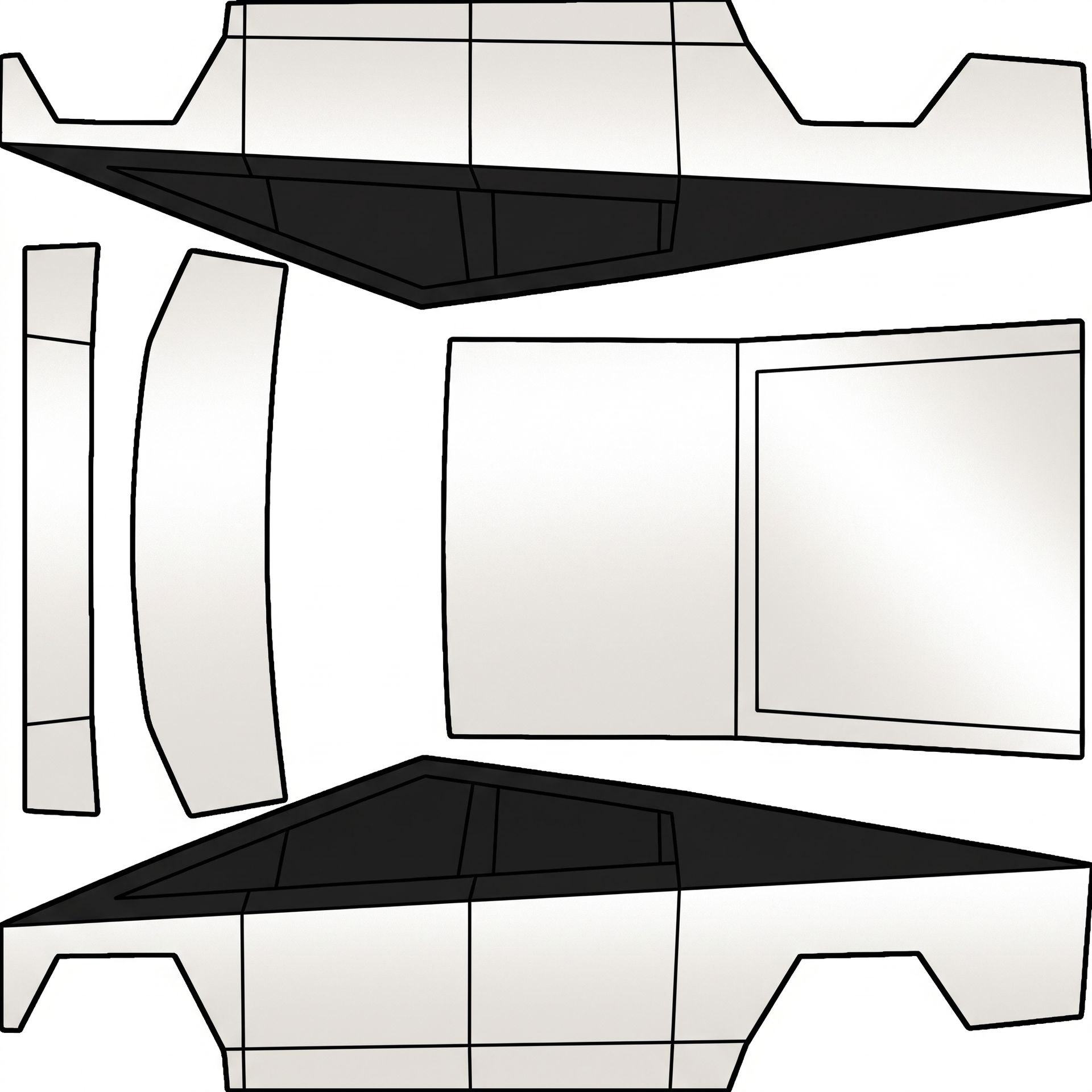 Clean two-tone geometric wrap — AI wrap design for a Cybertruck