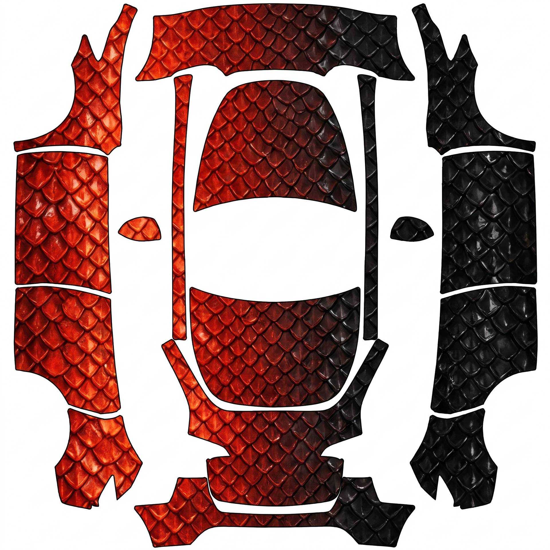 Dragon scale black texture — AI wrap design for a Model Y