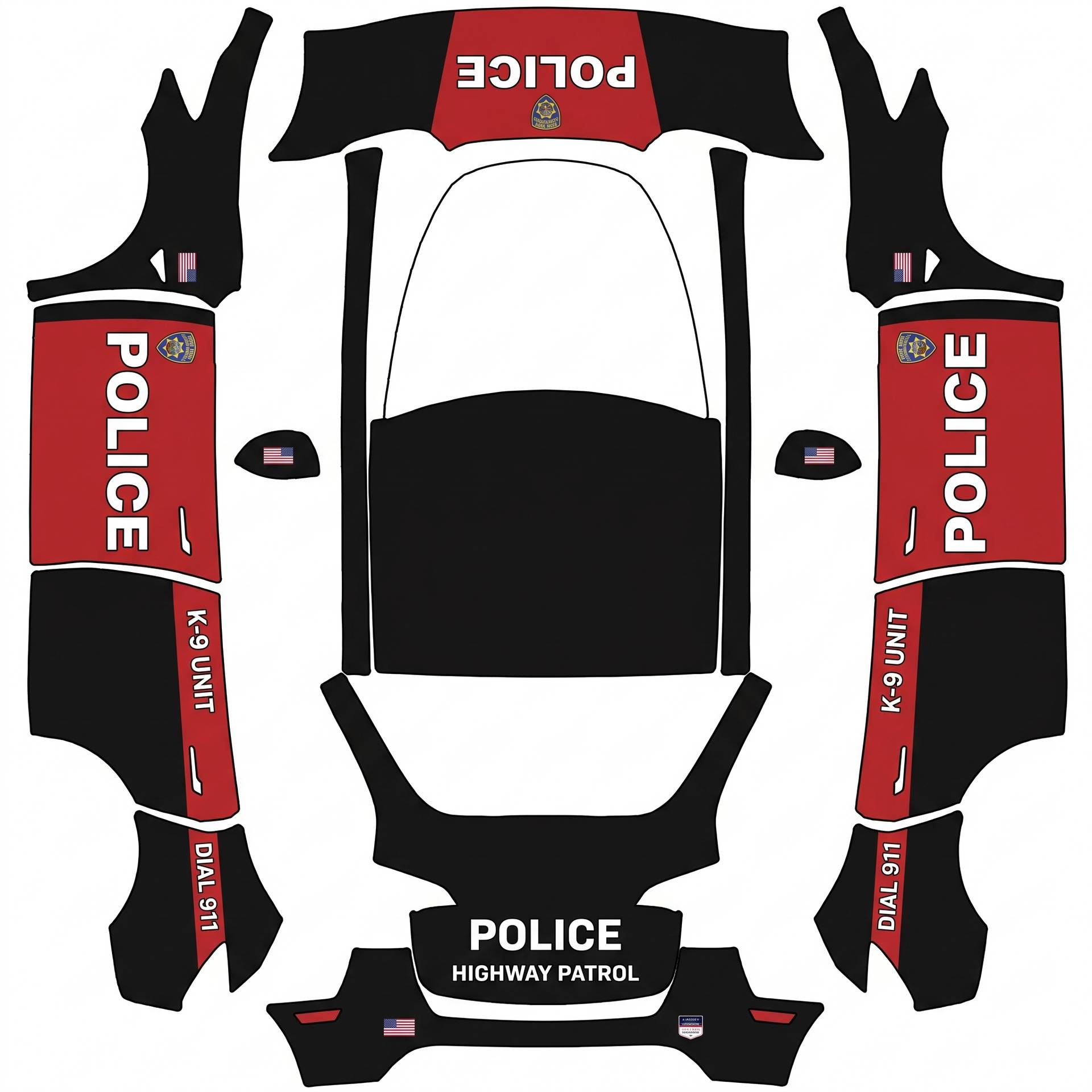 Police car — AI wrap design for a Model Y