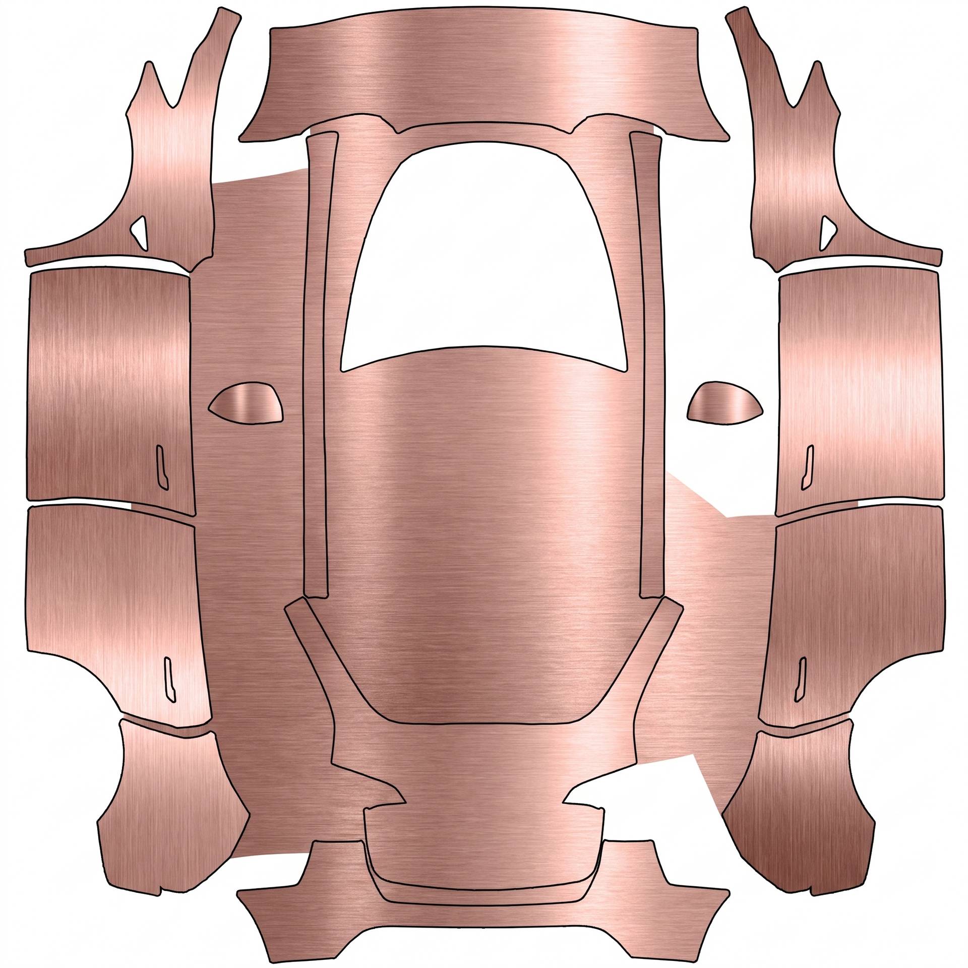 Rose gold brushed metallic — AI wrap design for a Model Y