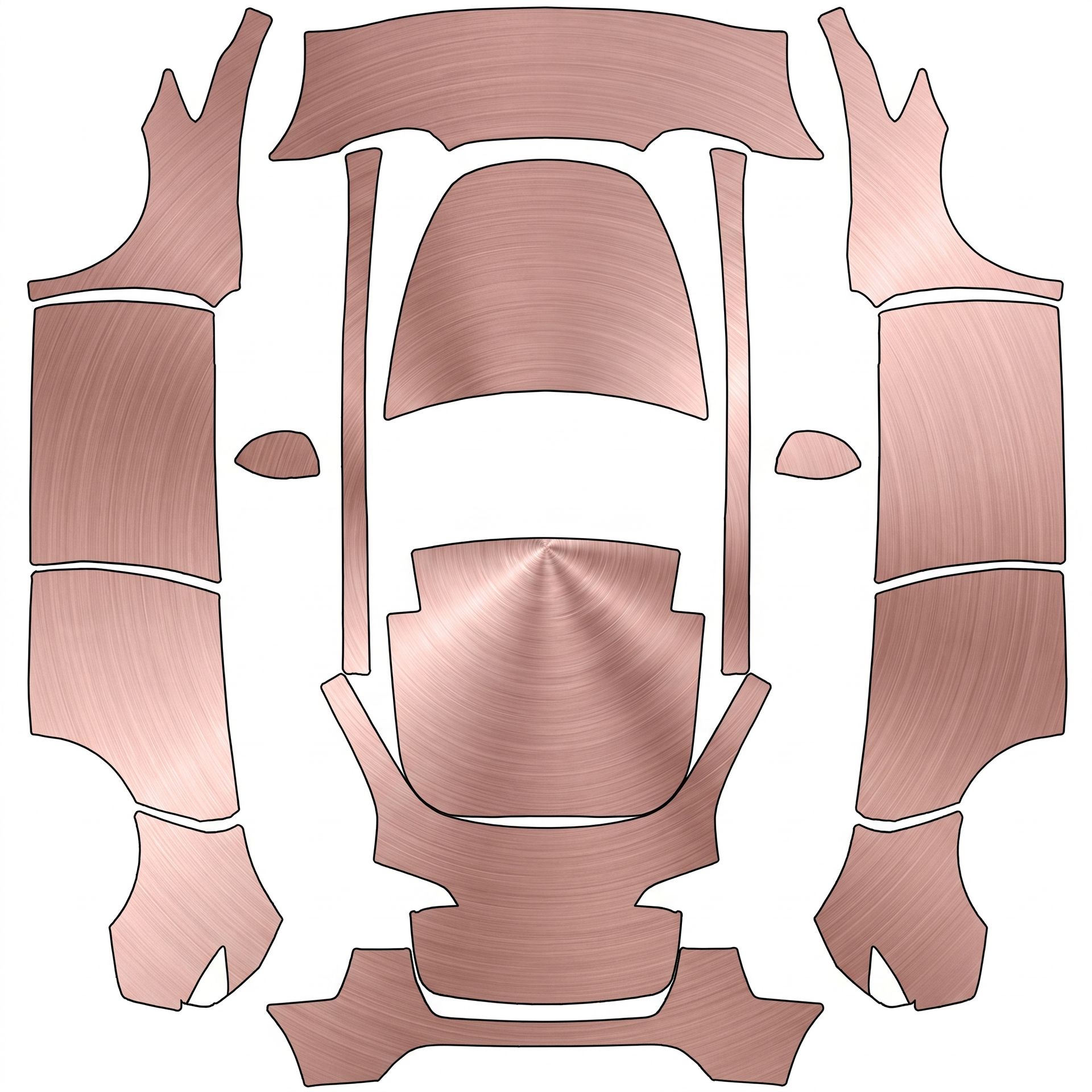 Rose gold brushed metallic — AI wrap design for a Model Y