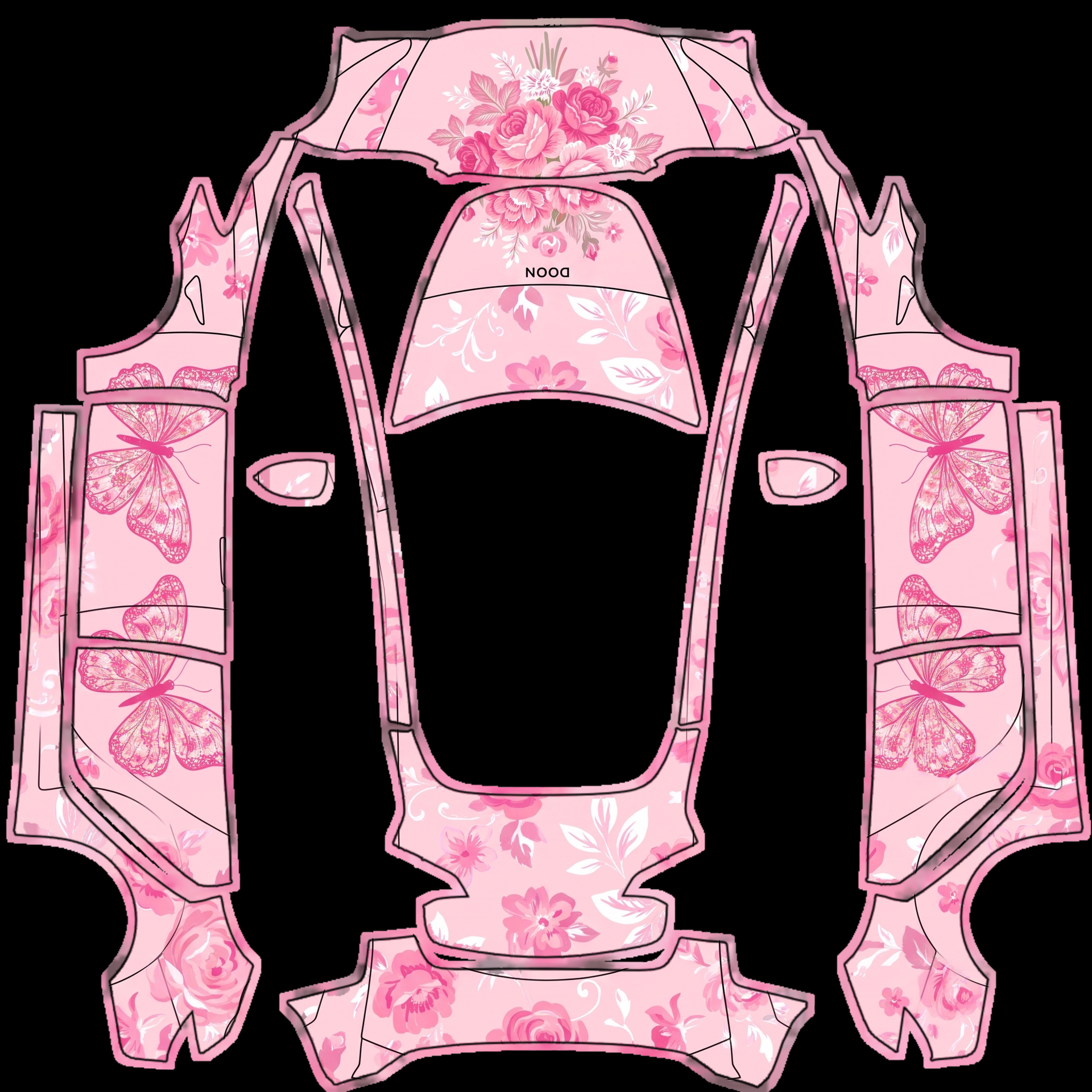 Love shack fancy pink is a vibrant — AI wrap design for a Model 3