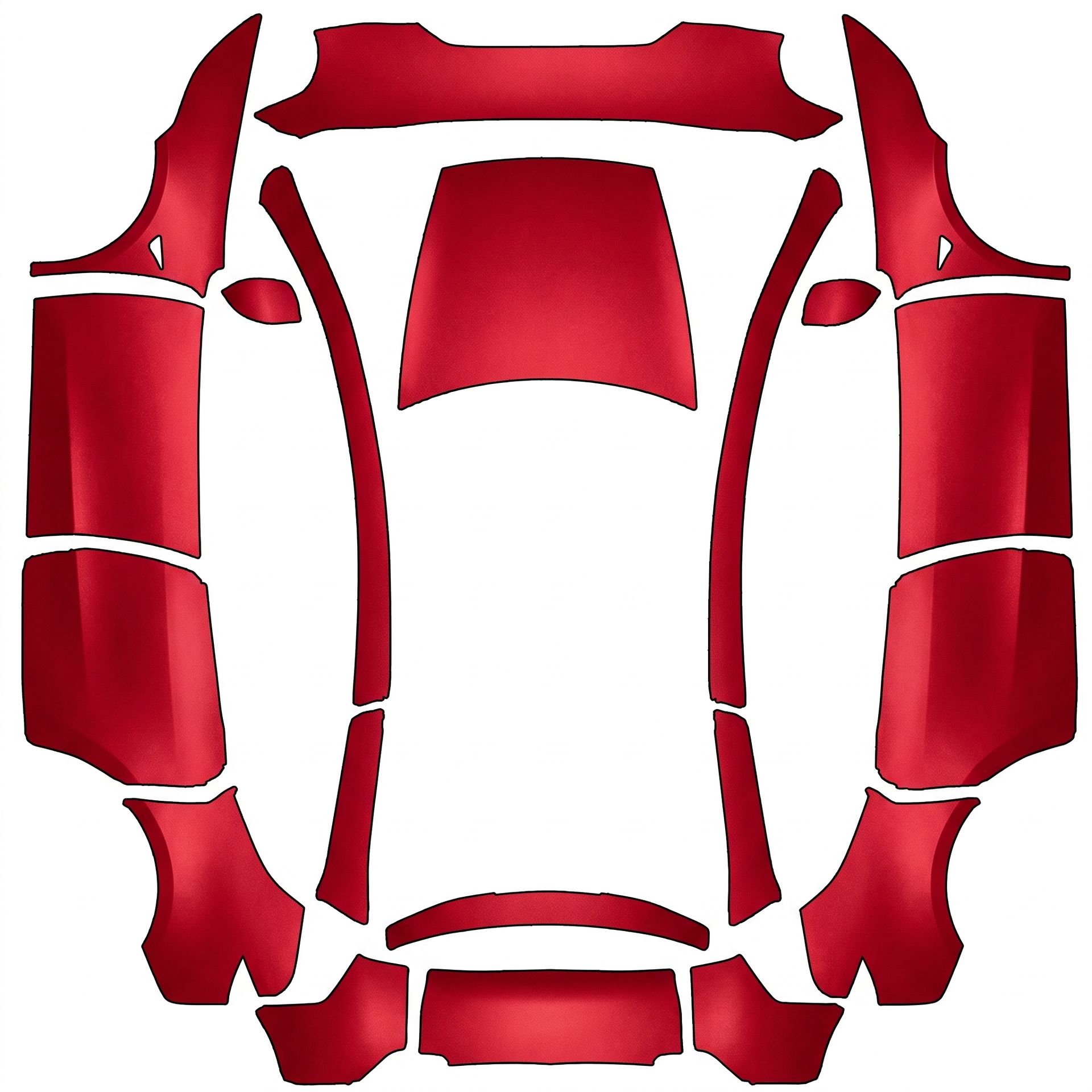 Ruby crystal red metallic finish — AI wrap design for a Model Y L