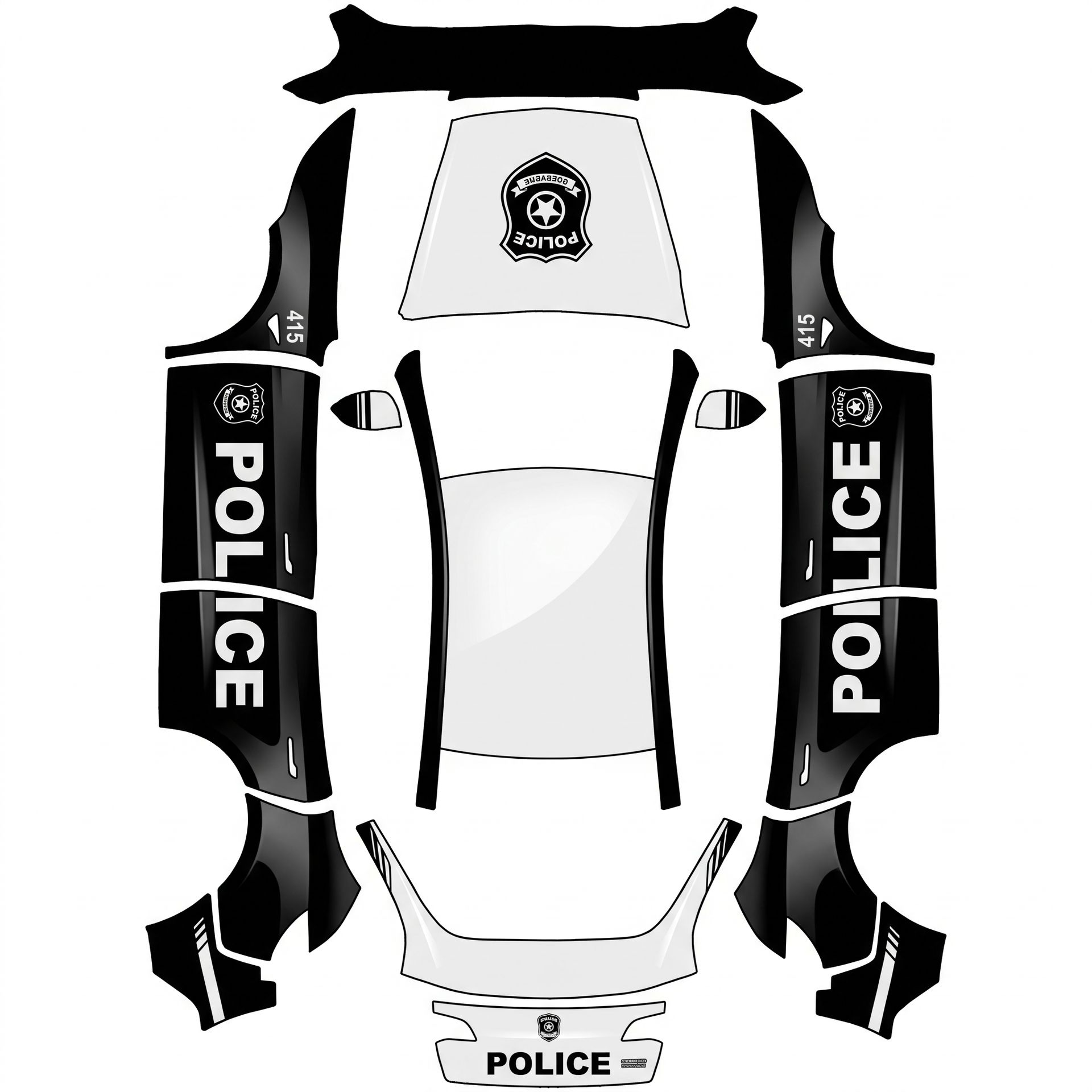 Police car — AI wrap design for a Model Y (2025+ Base)