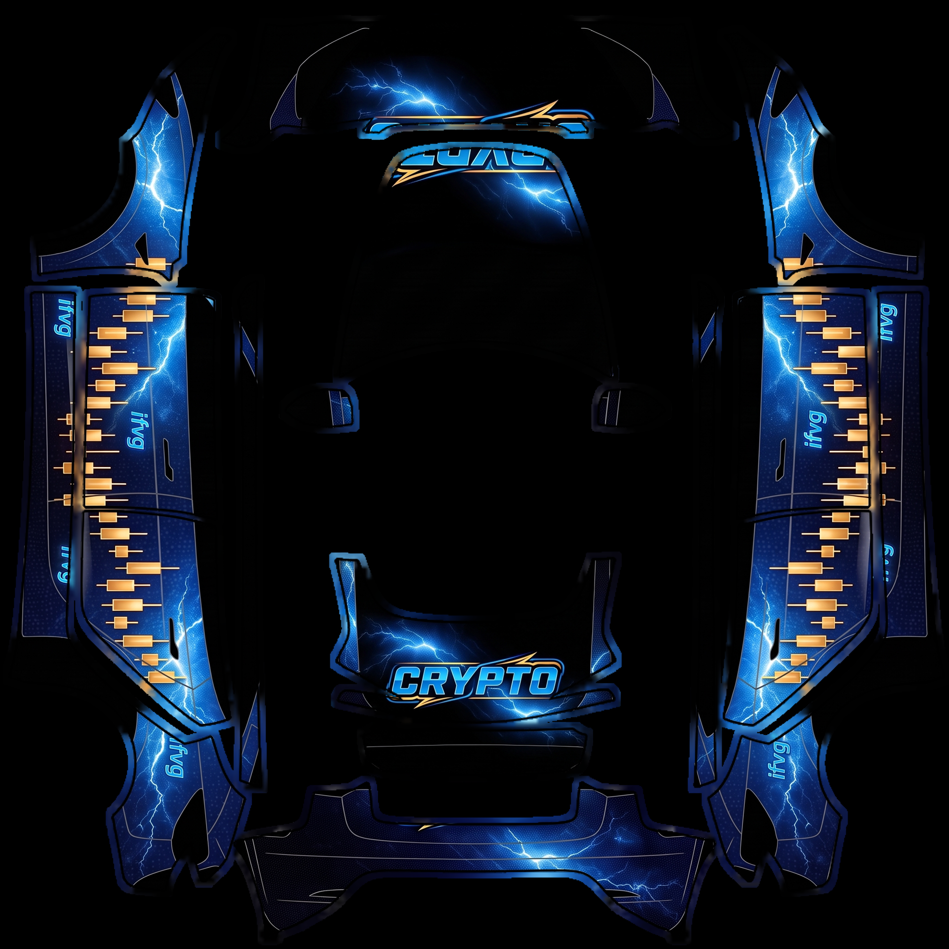 Hood: "BC3 TRADING" logo from Photo 1 — AI wrap design for a Model 3 (2024+) Standard & Premium
