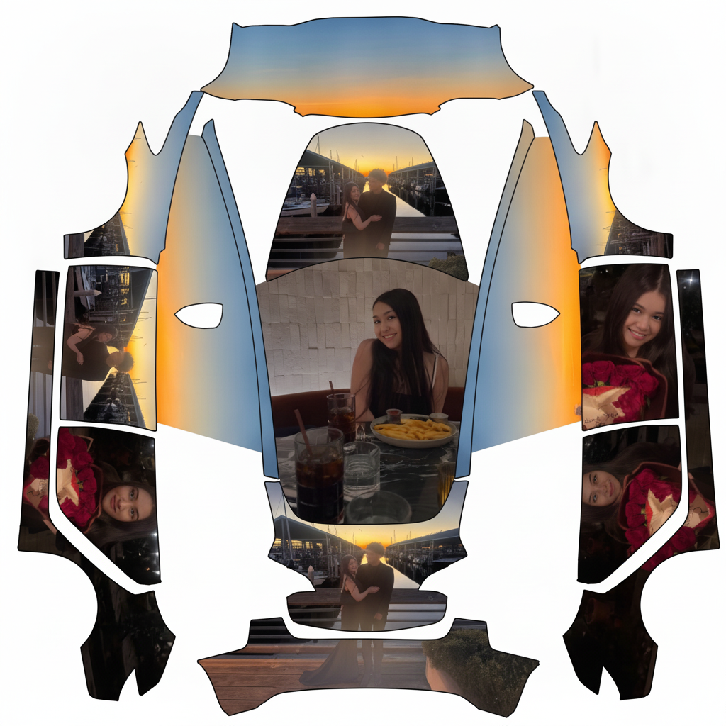 I'll incorporate the three images — AI wrap design for a Model 3