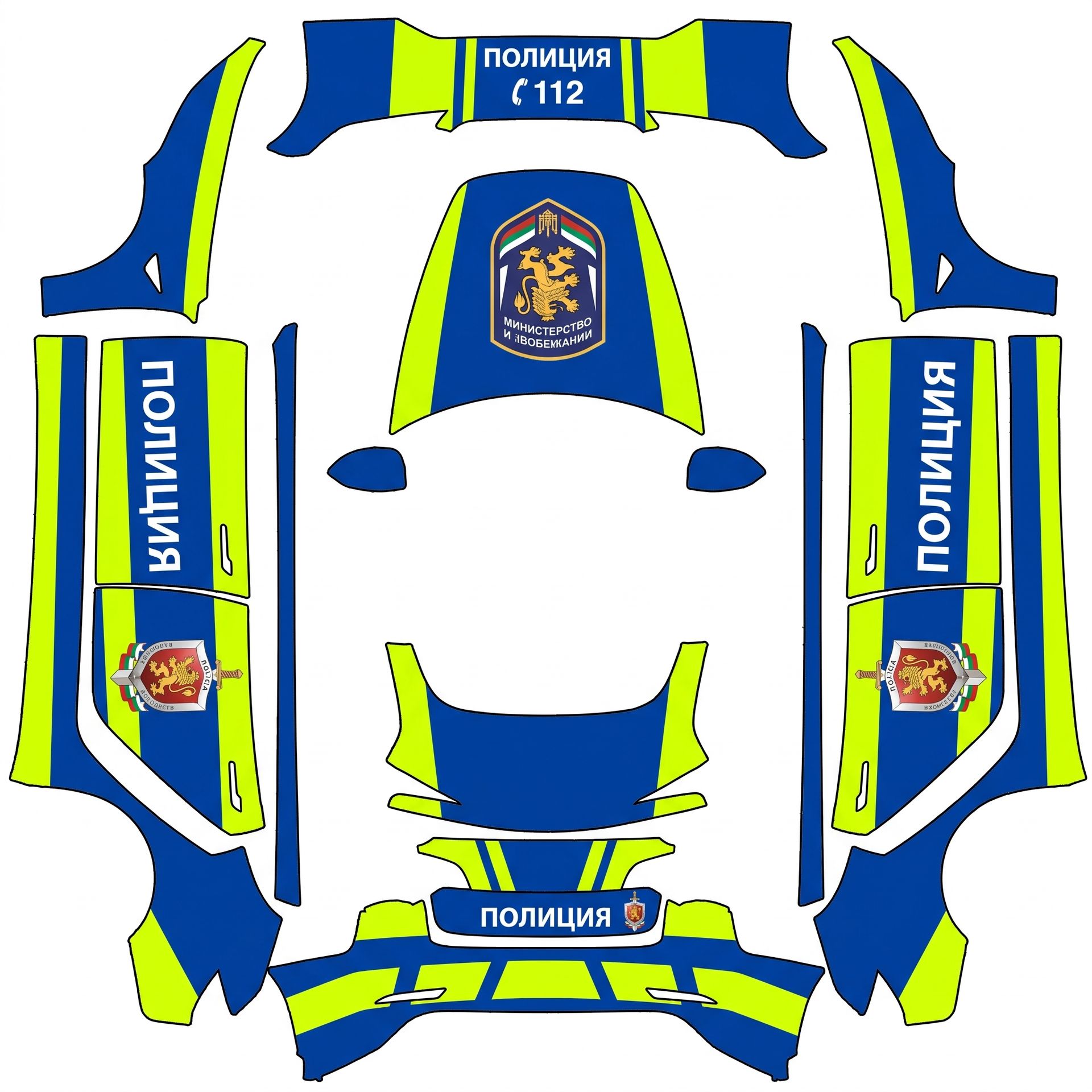 Bulgarian police car style — AI wrap design for a Model 3 (2024+) Performance