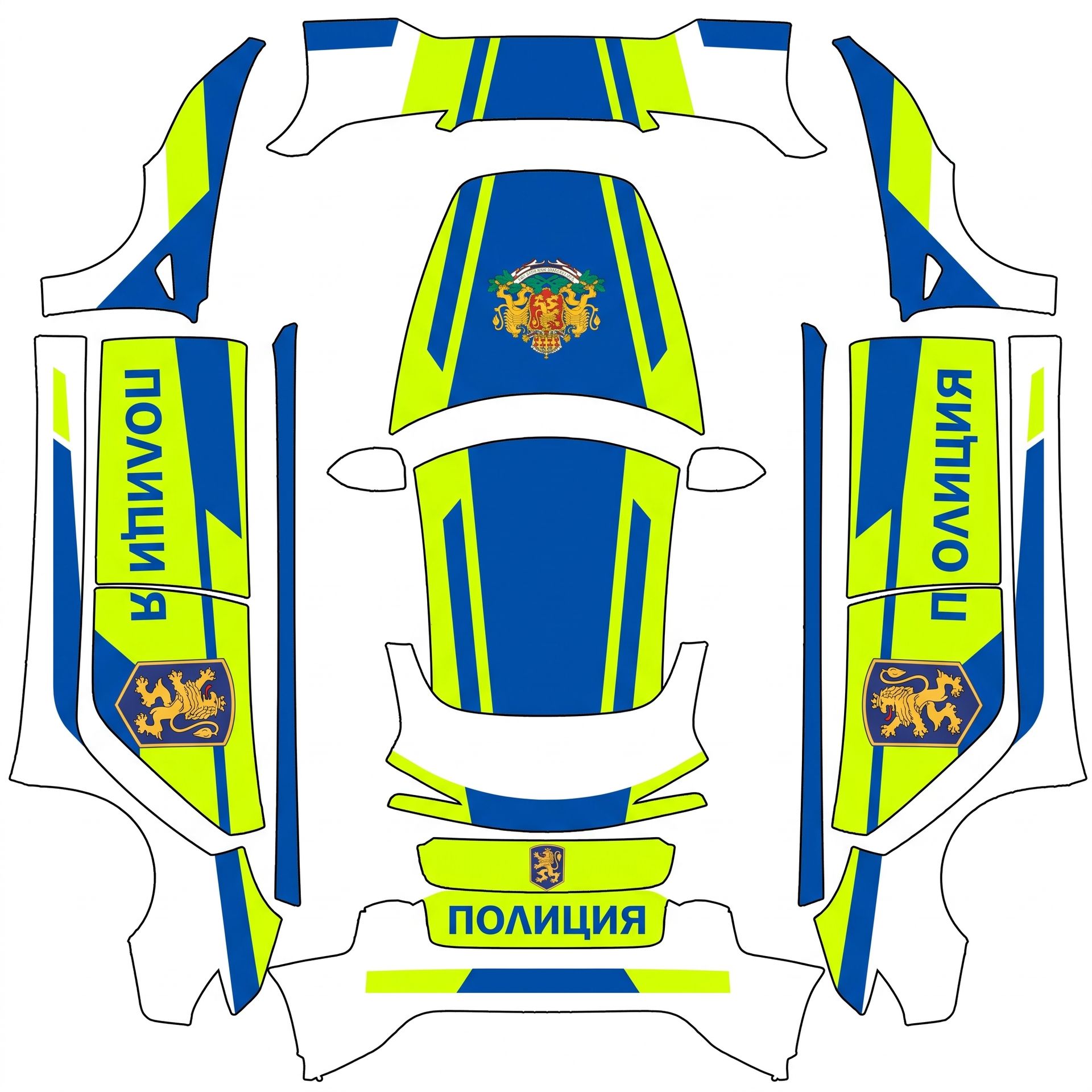 Bulgarian police car style — AI wrap design for a Model 3 (2024+) Performance