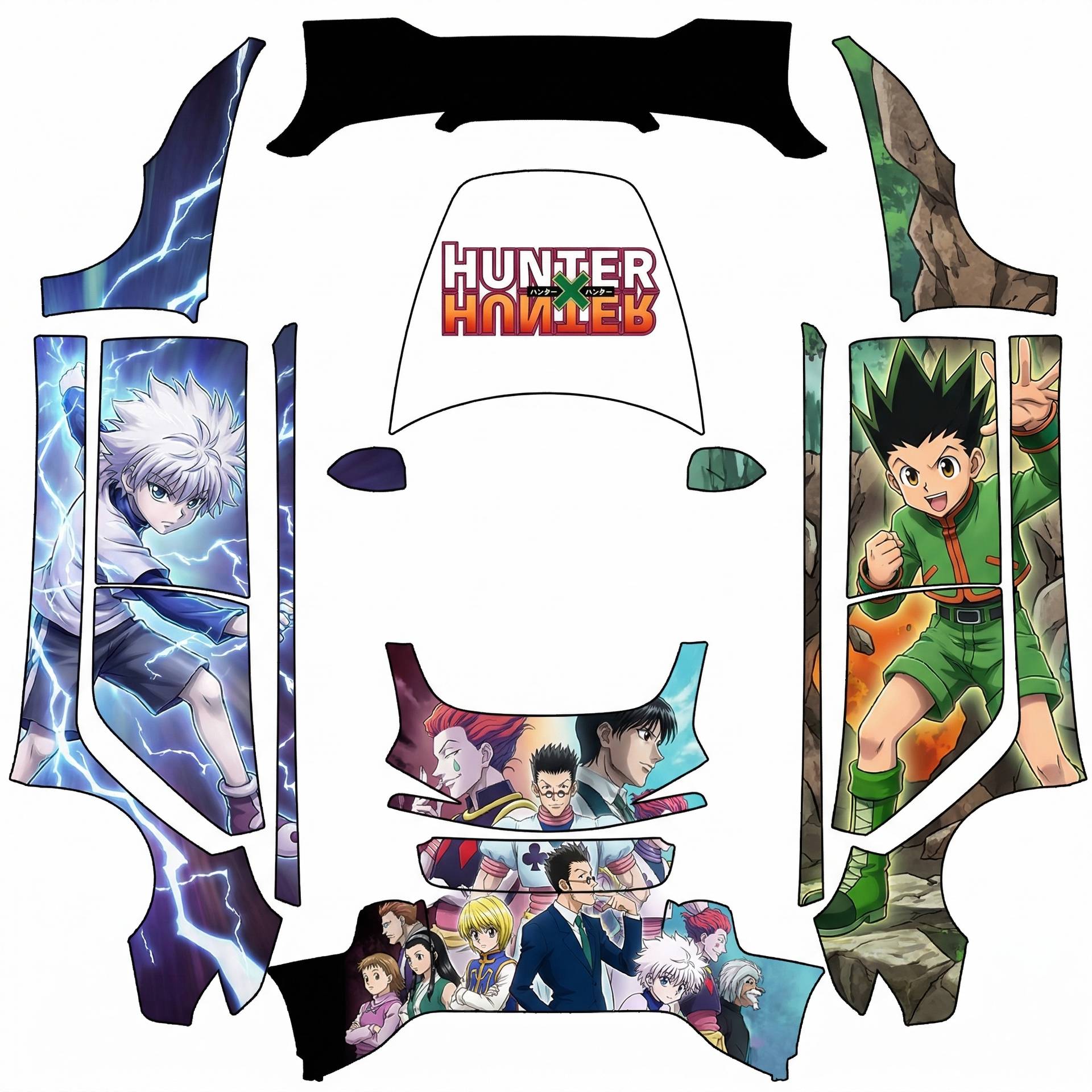 Hunter X Hunter themed wrap, make it matte — AI wrap design for a Model 3 (2024+ Performance)