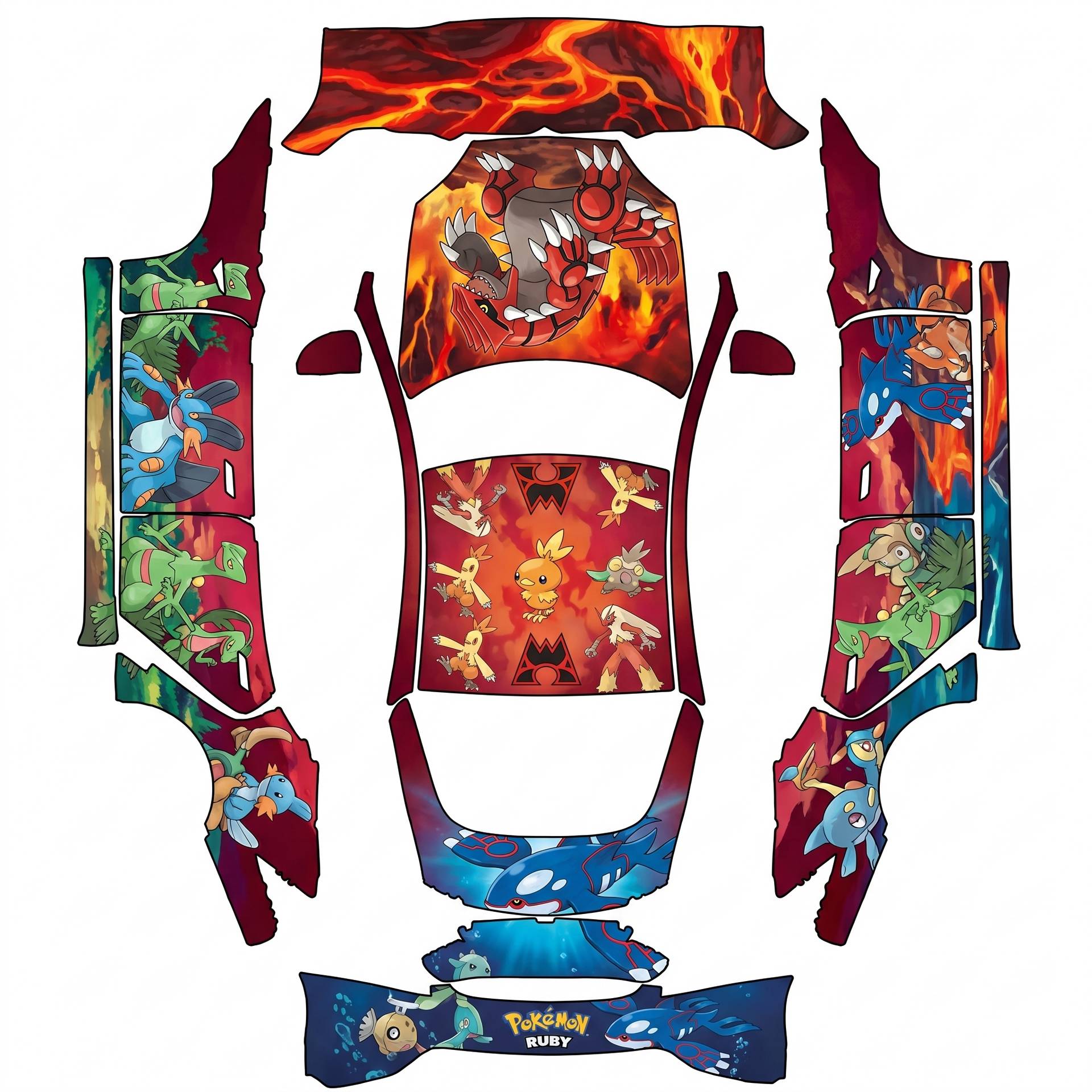 Pokemon ruby red theme — AI wrap design for a Model S (2021)