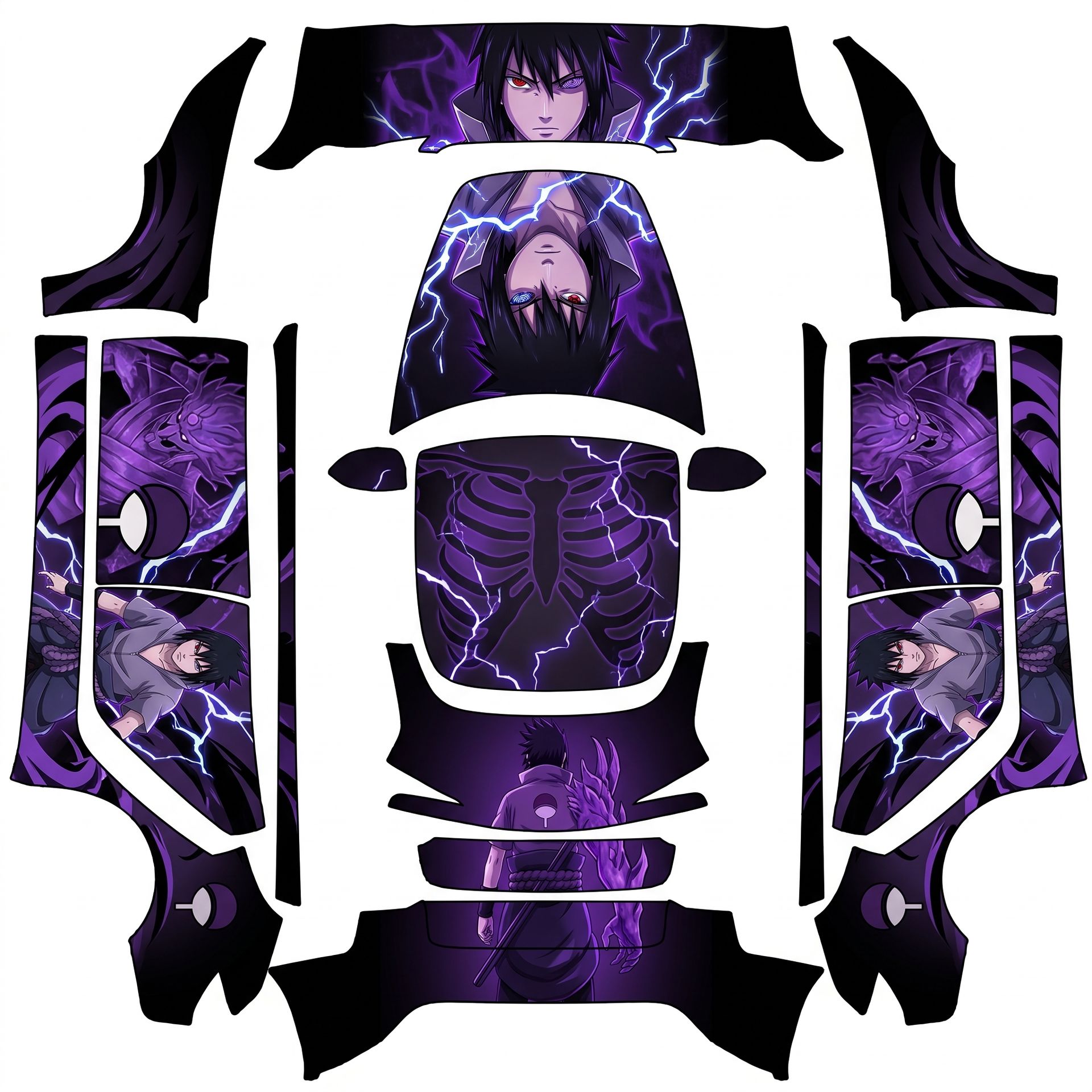 Full Sasuke wrap with a black and purple — AI wrap design for a Model 3 (2024+) Standard & Premium