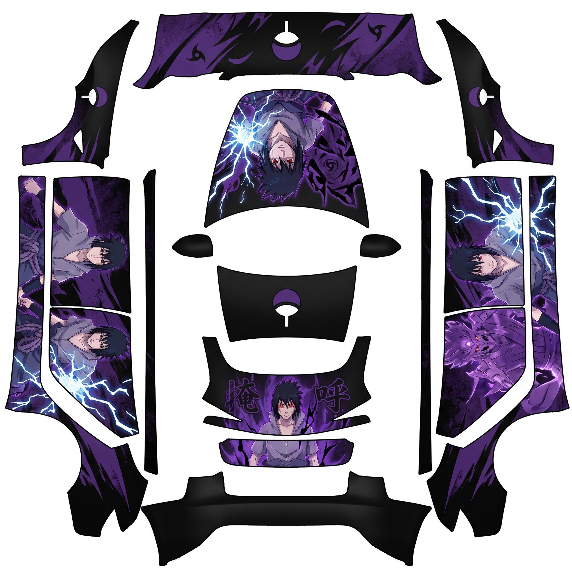 We'll keep the full wrap of Sasuke Uchiha — AI wrap design for a Model 3 (2024+) Standard & Premium