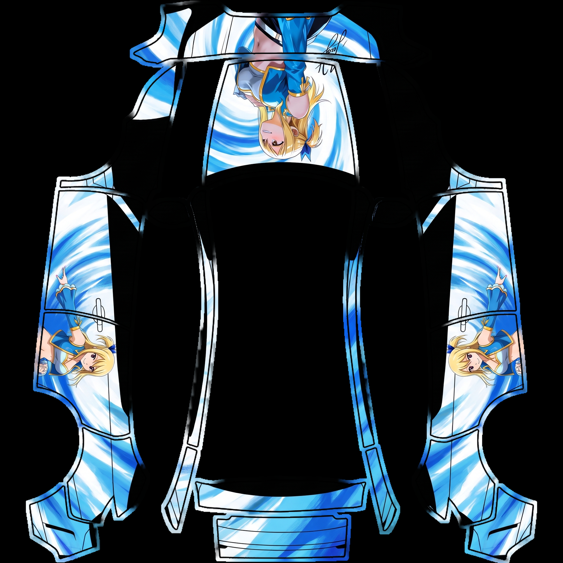 Anime bursts forth in a vibrant and dynamic — AI wrap design for a Model Y (2025+) Premium