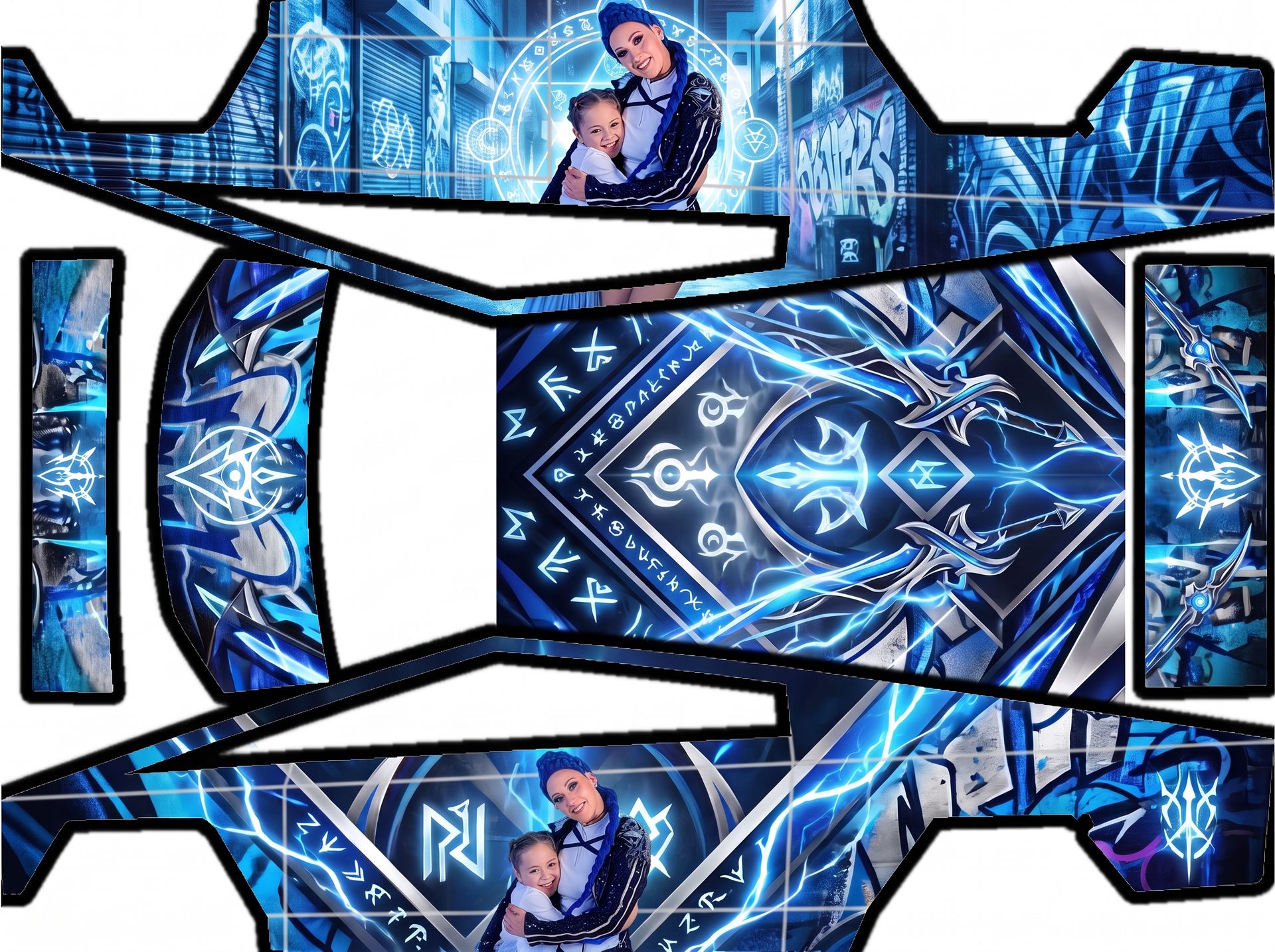 Hood, we'll feature the two figures from — AI wrap design for a Cybertruck