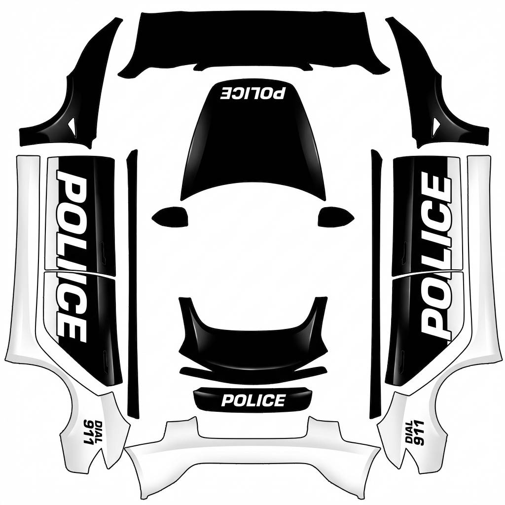 Police car — AI wrap design for a Model 3 (2024+ Base)
