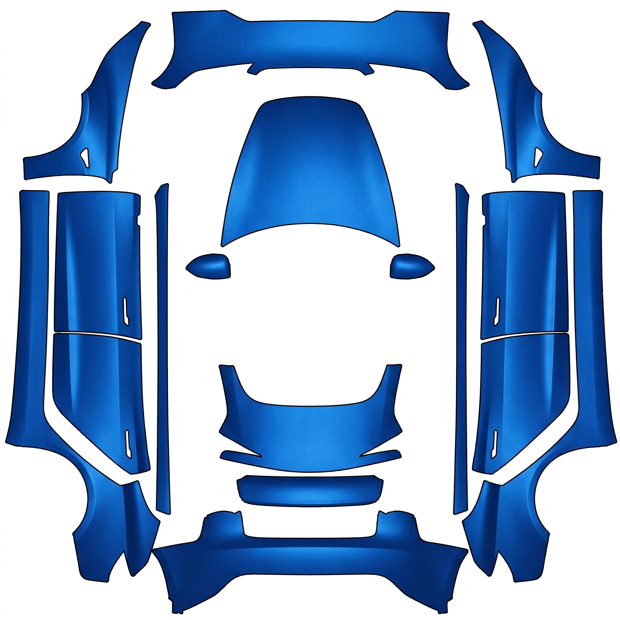 Blue metallic wrap to cover the entire vehicle it… — AI wrap design for a Model 3 (2024+ Performance)