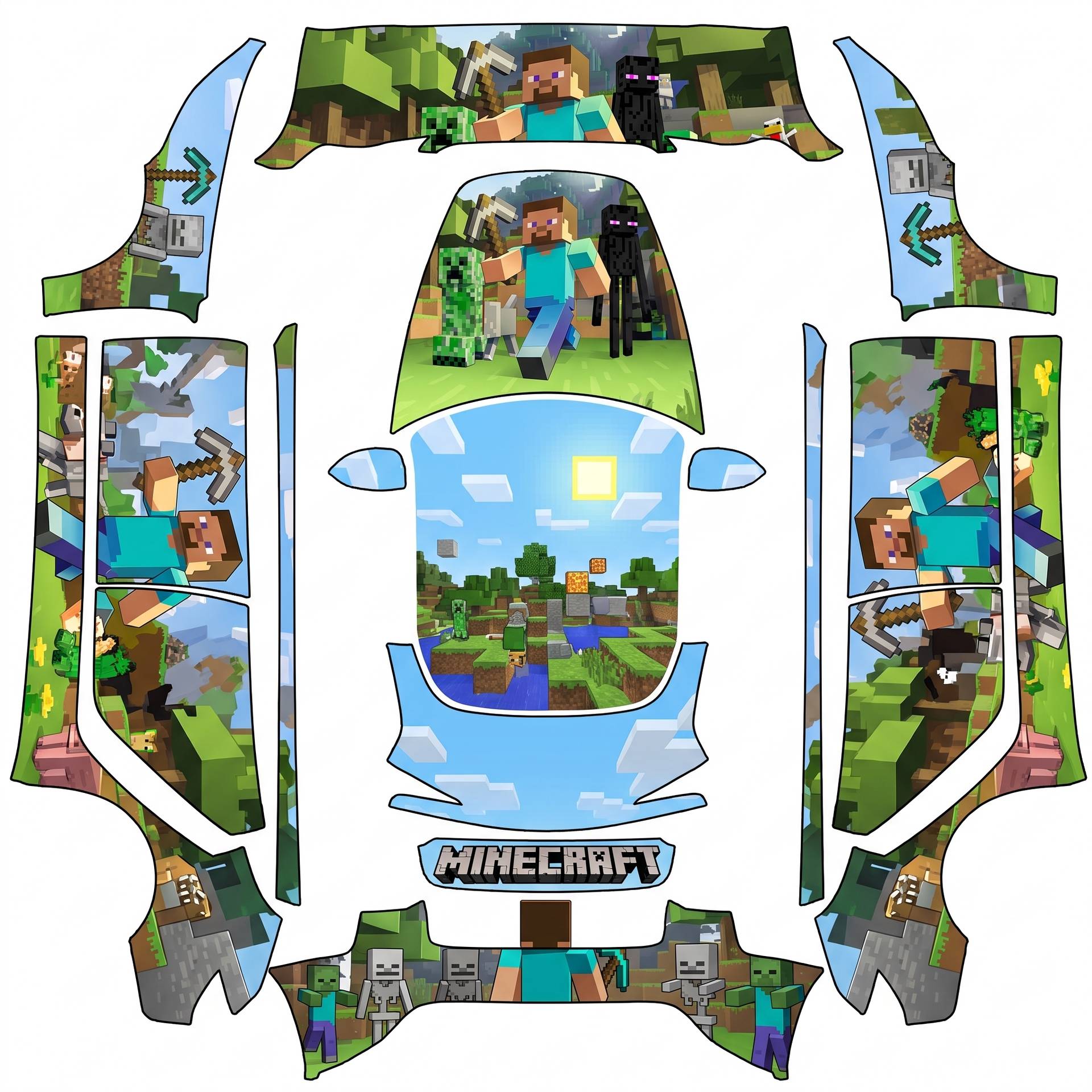 Minecraft Steve — AI wrap design for a Model 3 (2024+ Base)
