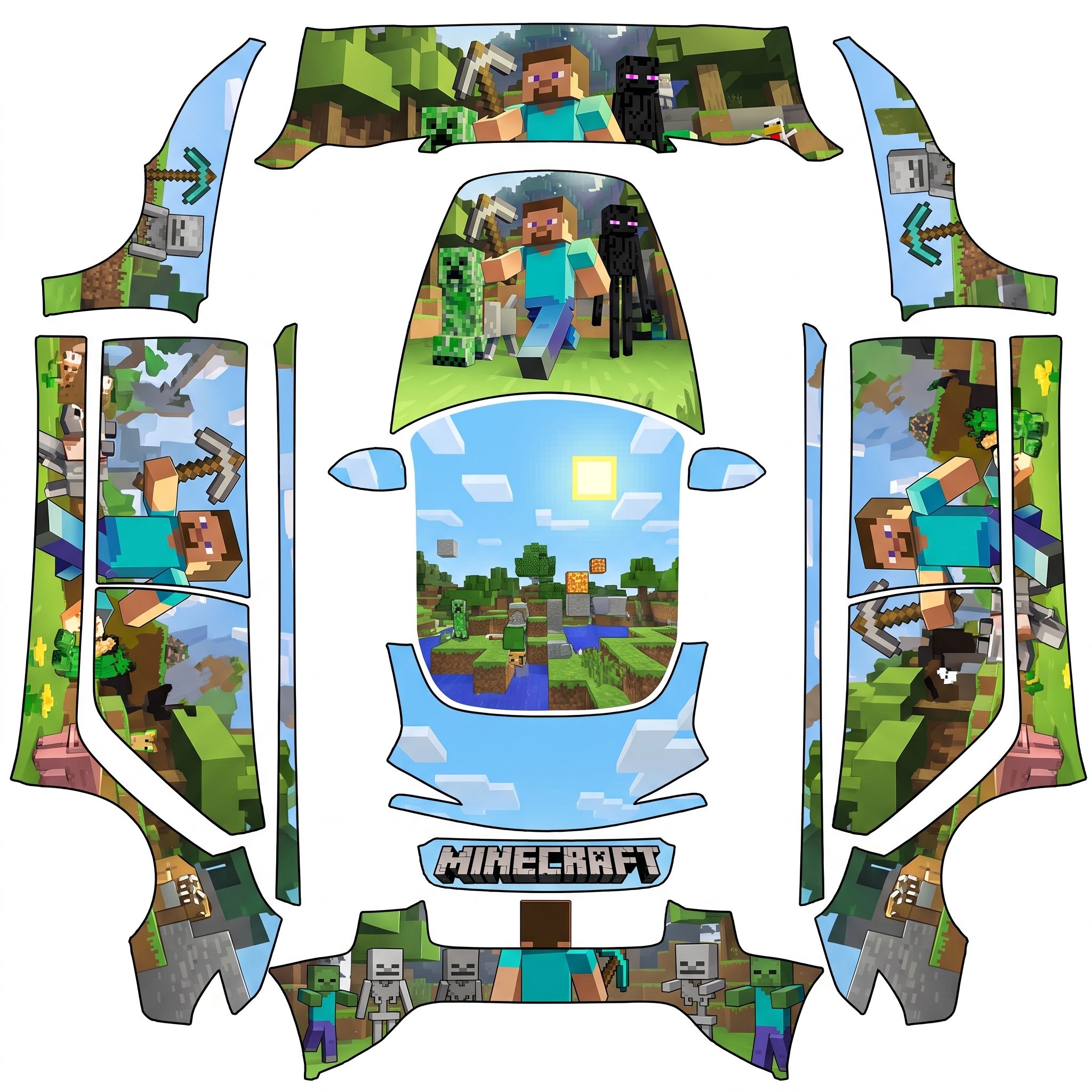 Minecraft Steve — AI wrap design for a Model 3 (2024+ Base)