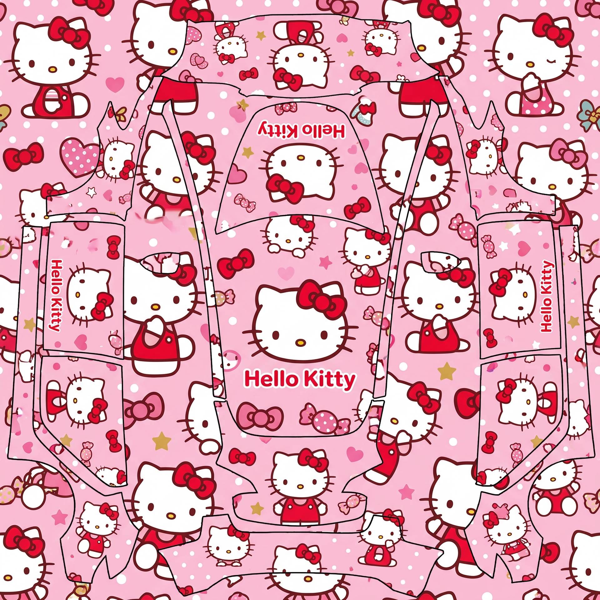 Hello Kitty pink kawaii style — AI wrap design for a Model 3