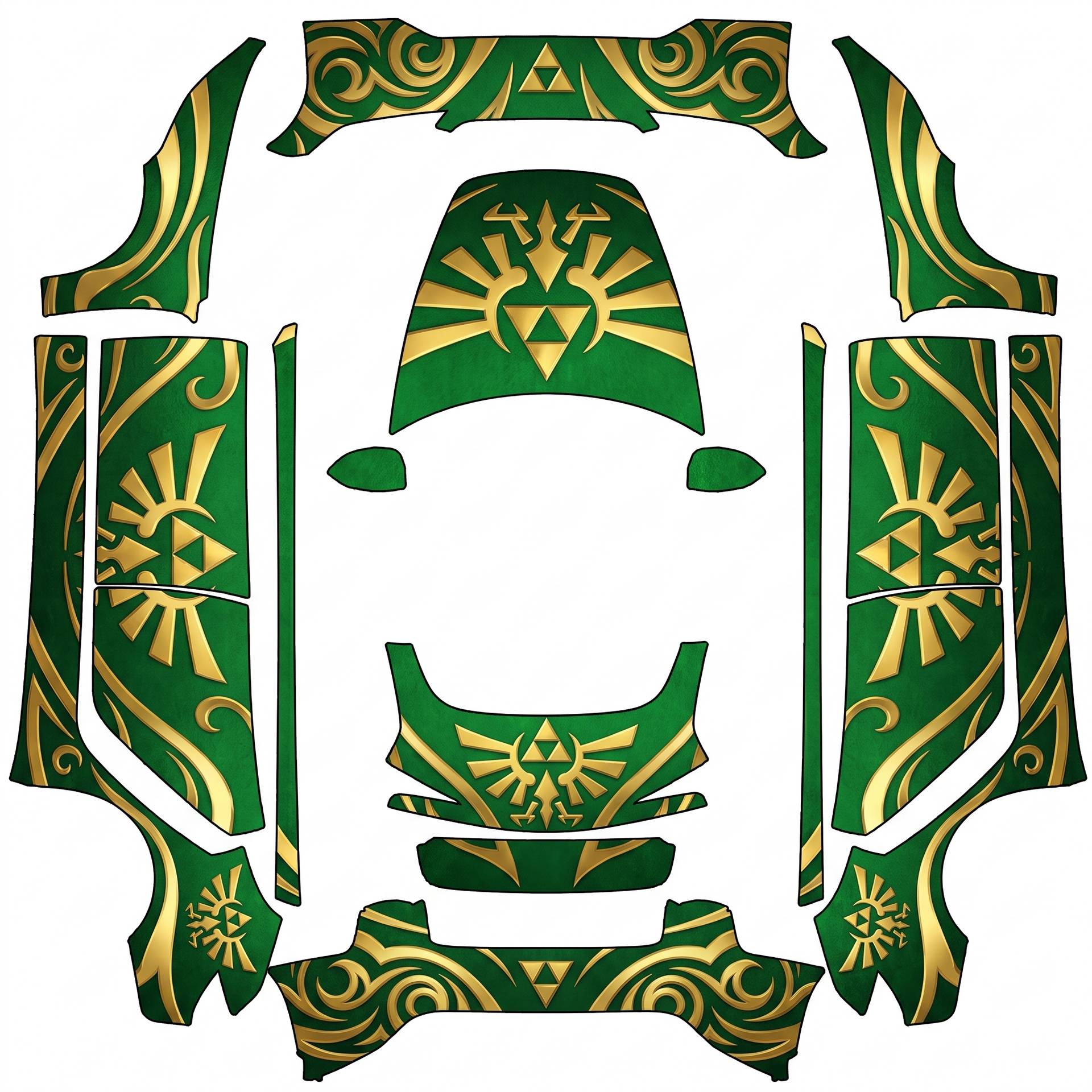 Zelda triforce green & gold — AI wrap design for a Model 3 (2024+ Performance)