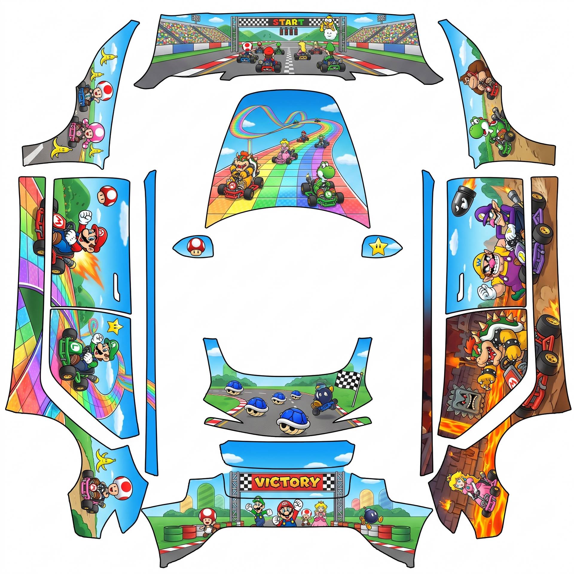 Mario kart world wrap — AI wrap design for a Model 3 (2024+ Base)