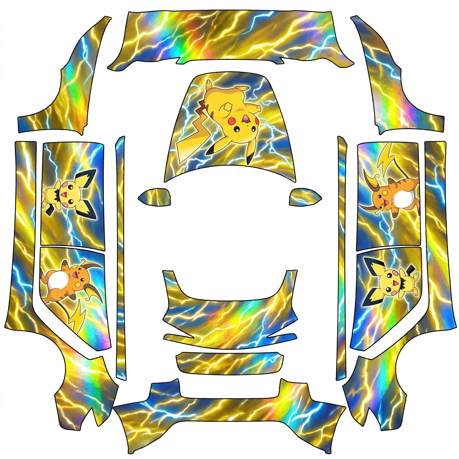 Pokemon Pikachu electric yellow — AI wrap design for a Model 3 (2024+ Base)