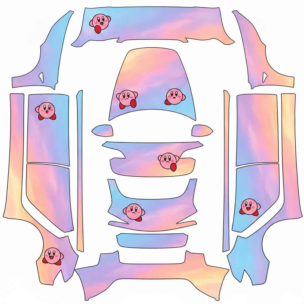 Pastel dream cloud gradient — AI wrap design for a Model 3 (2024+ Base)