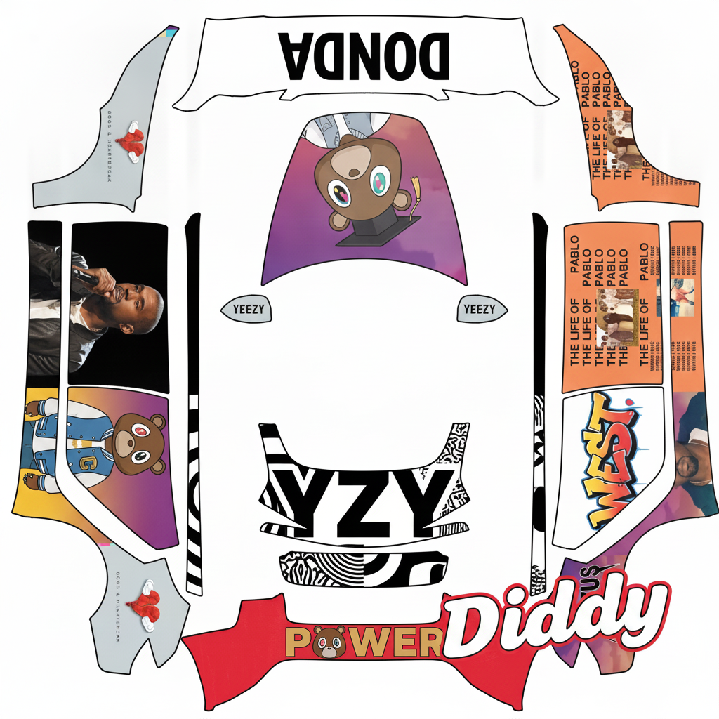 Kanye west — AI wrap design for a Model 3 (2024+ Base)