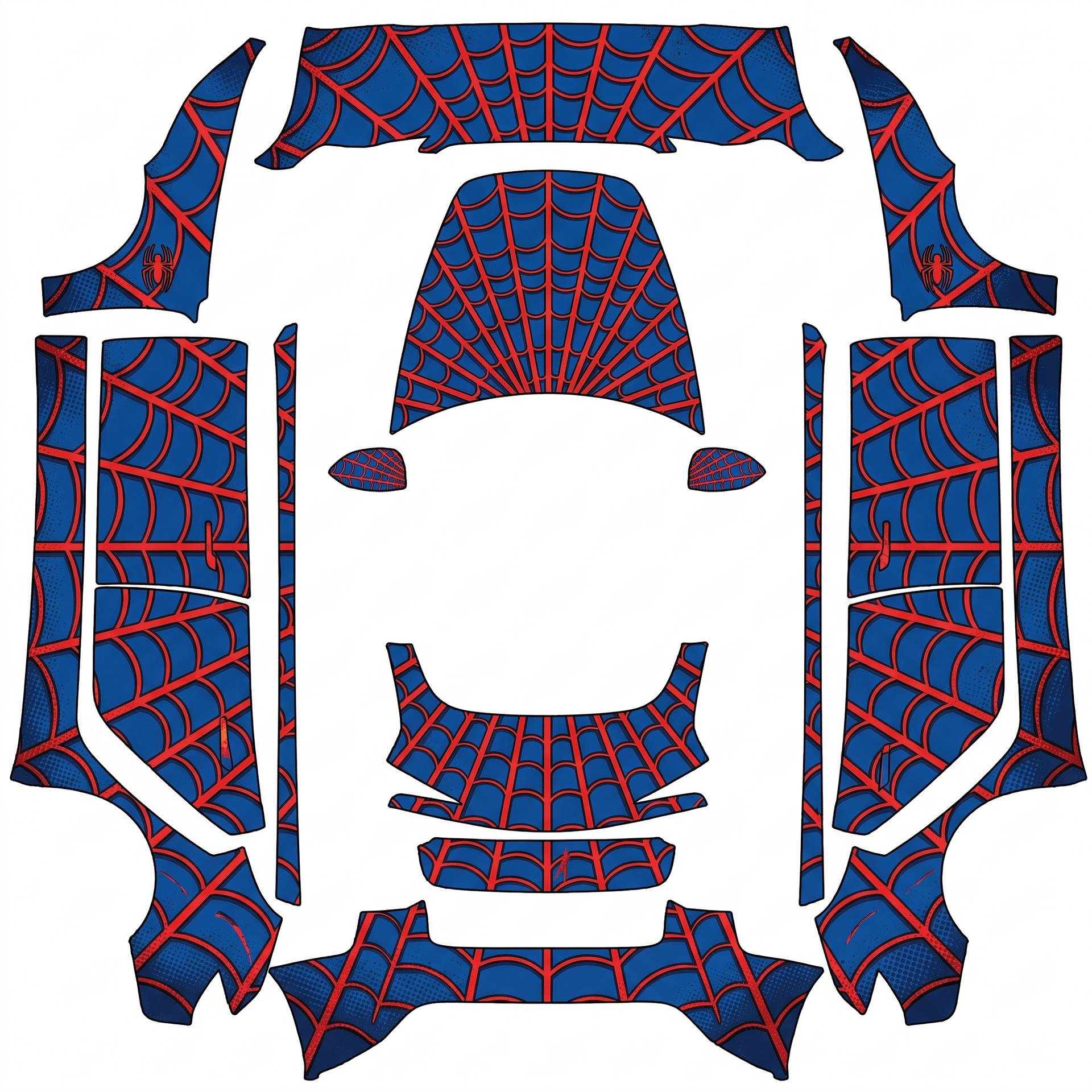 Spider-Man web-slinger red & blue — AI wrap design for a Model 3 (2024+ Base)