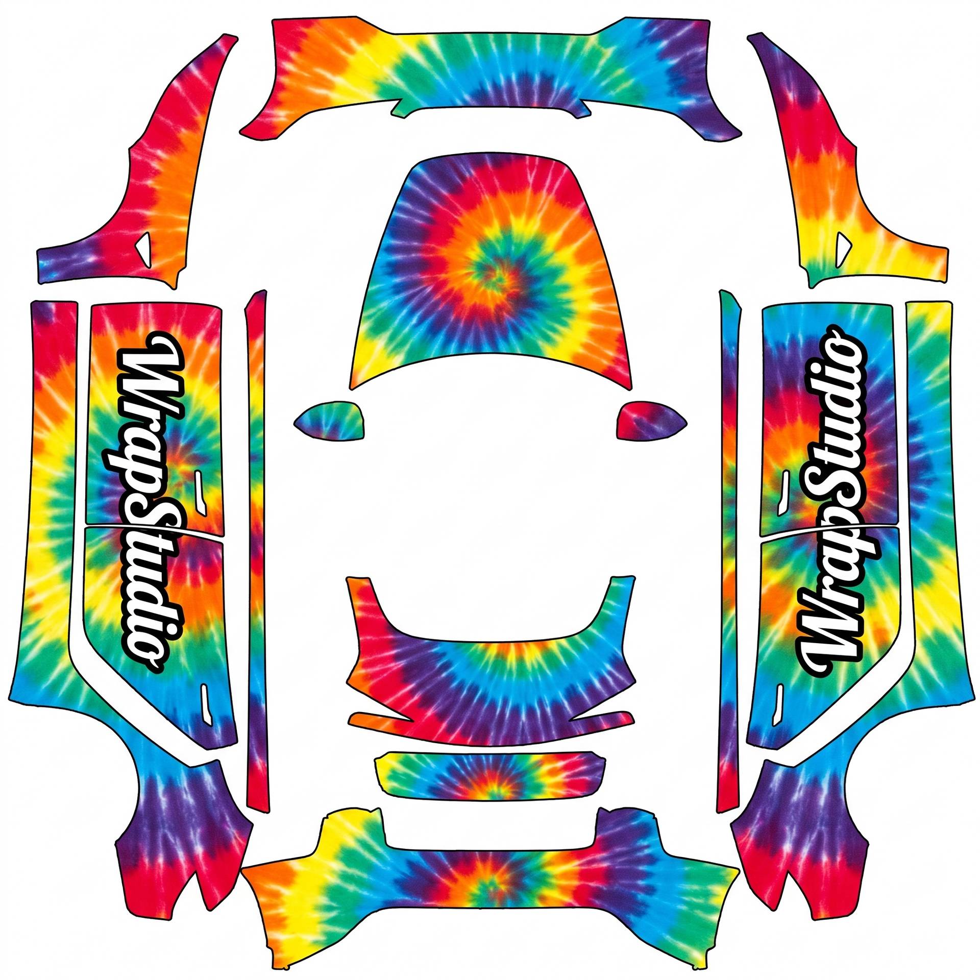 Tie dye — AI wrap design for a Model 3 (2024+ Performance)
