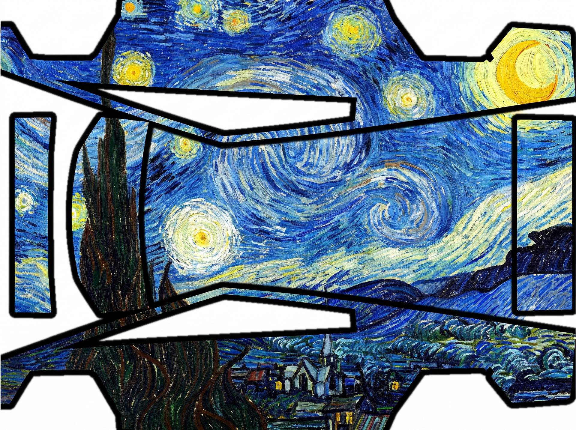 Starry night painting — AI wrap design for a Cybertruck