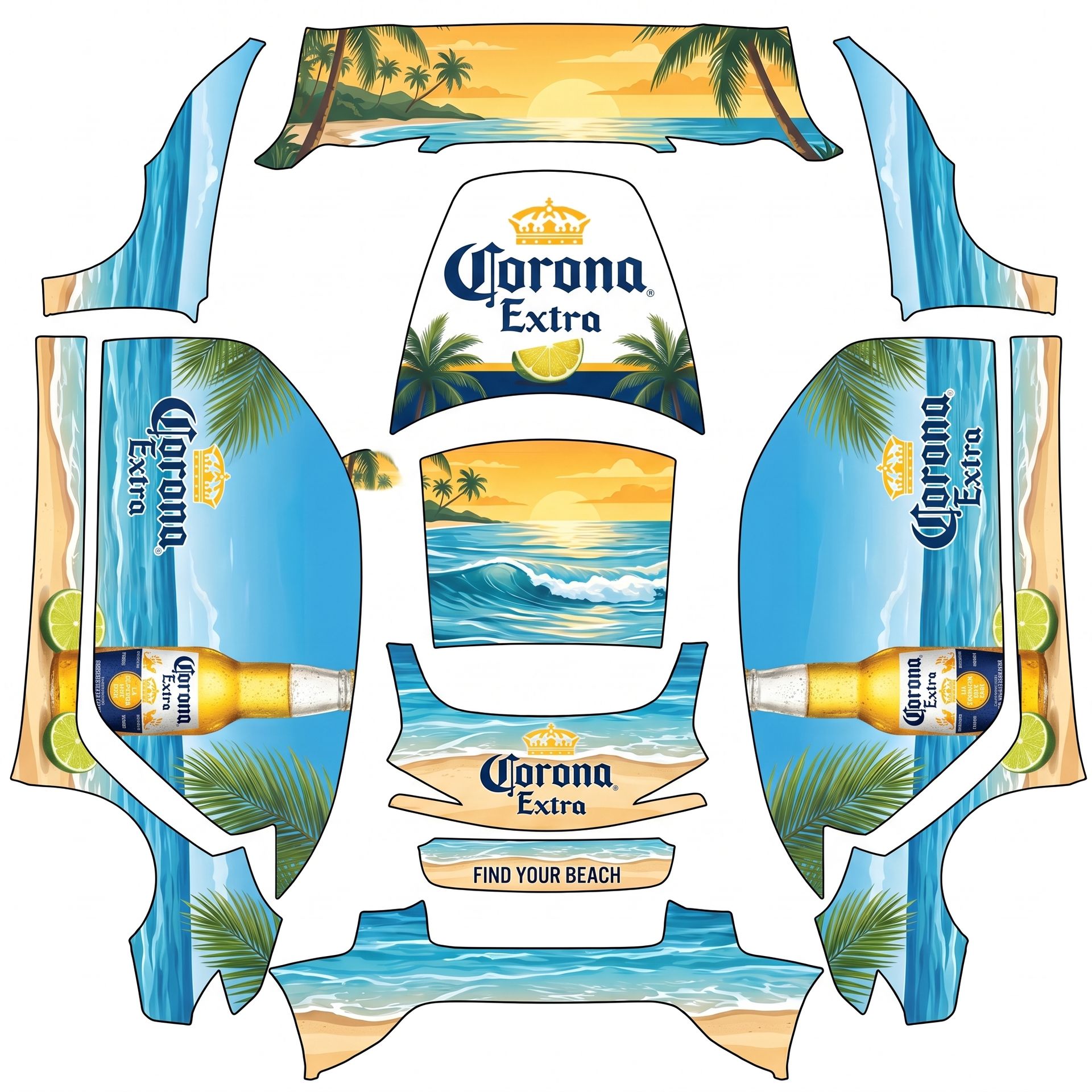 Corona extra wrap — AI wrap design for a Model 3 (2024+ Base)