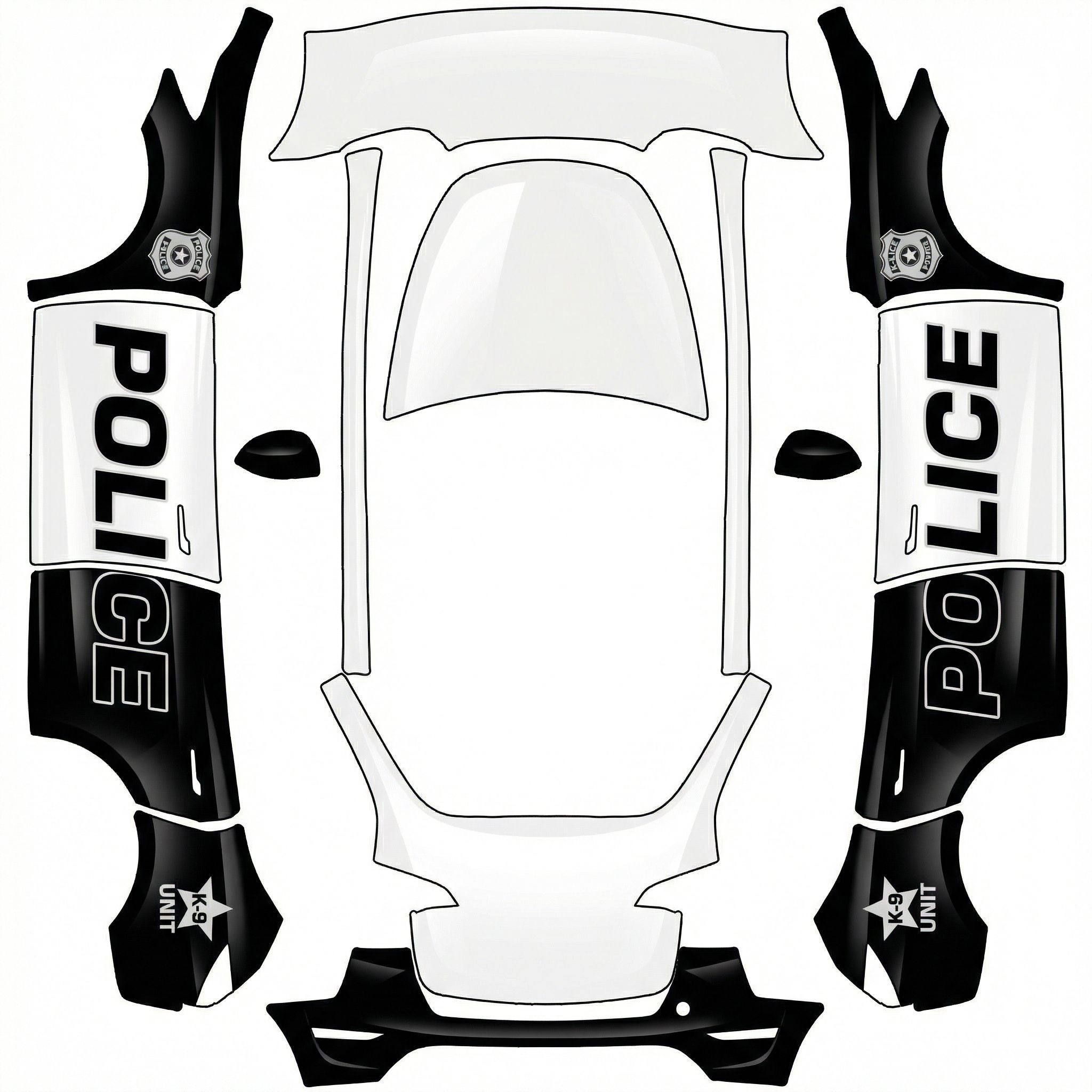 Police car — AI wrap design for a Model Y