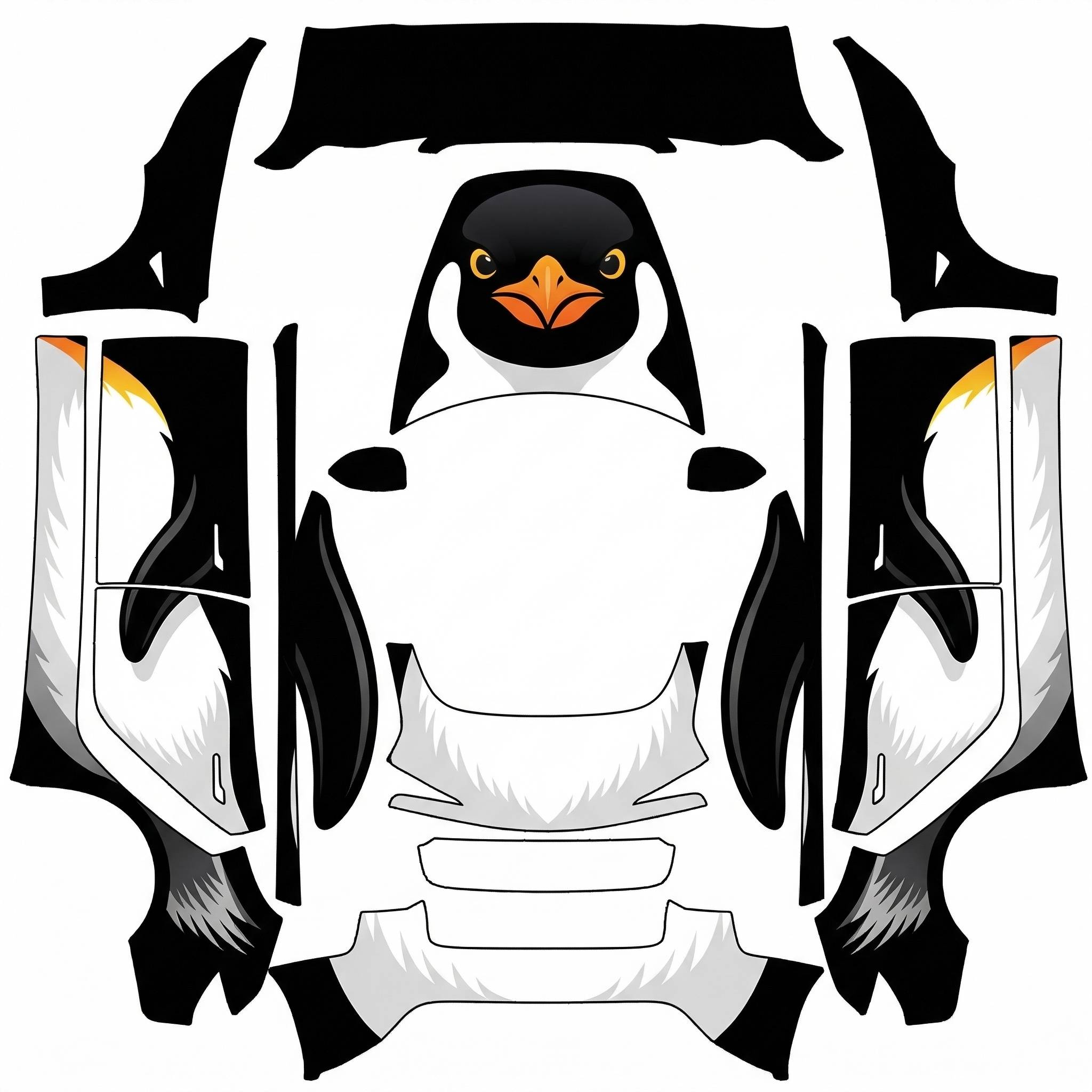 Penguin for a warp — AI wrap design for a Model 3 (2024+ Base)