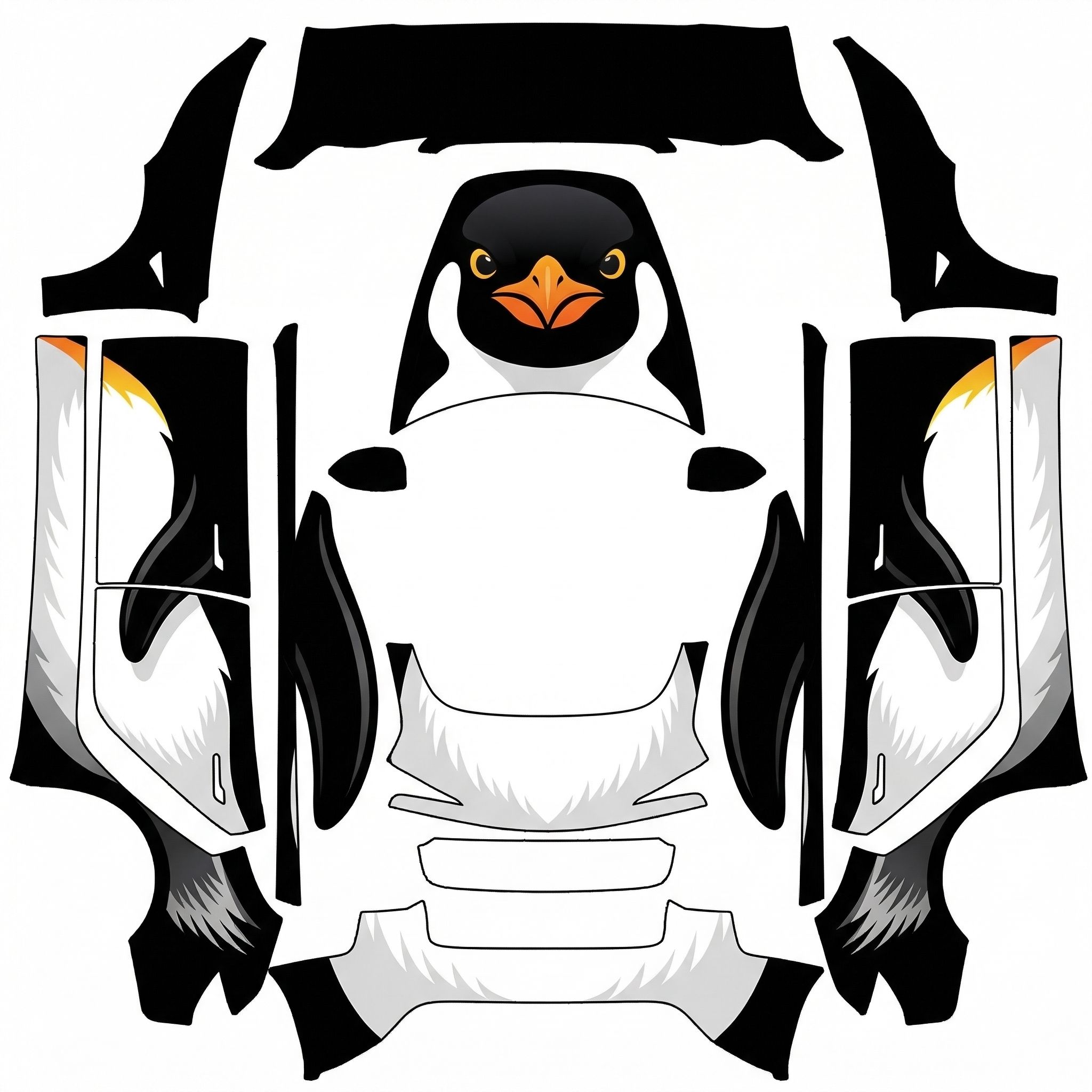 Penguin for a warp — AI wrap design for a Model 3 (2024+ Base)