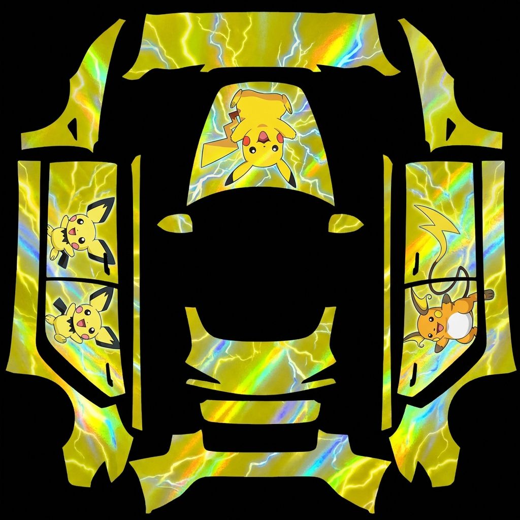 Pokemon Pikachu electric yellow — AI wrap design for a Model 3 (2024+ Base)