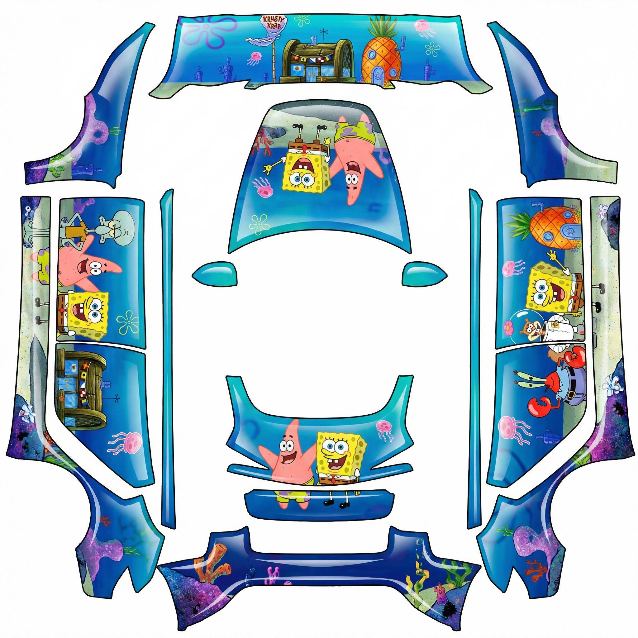 SpongeBob underwater bikini bottom — AI wrap design for a Model 3 (2024+ Base)