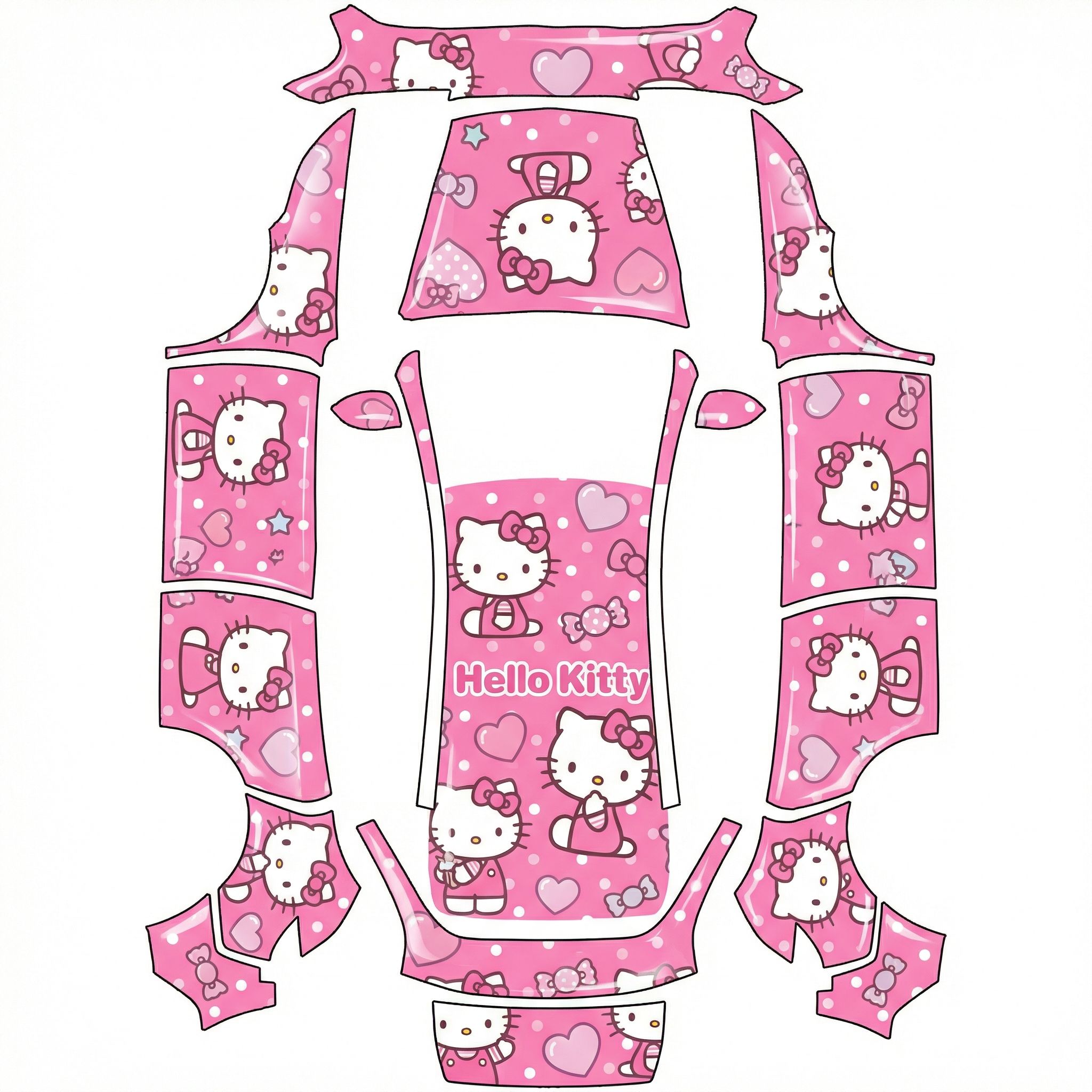 Hello Kitty pink kawaii style — AI wrap design for a Model Y (2025+ Base)