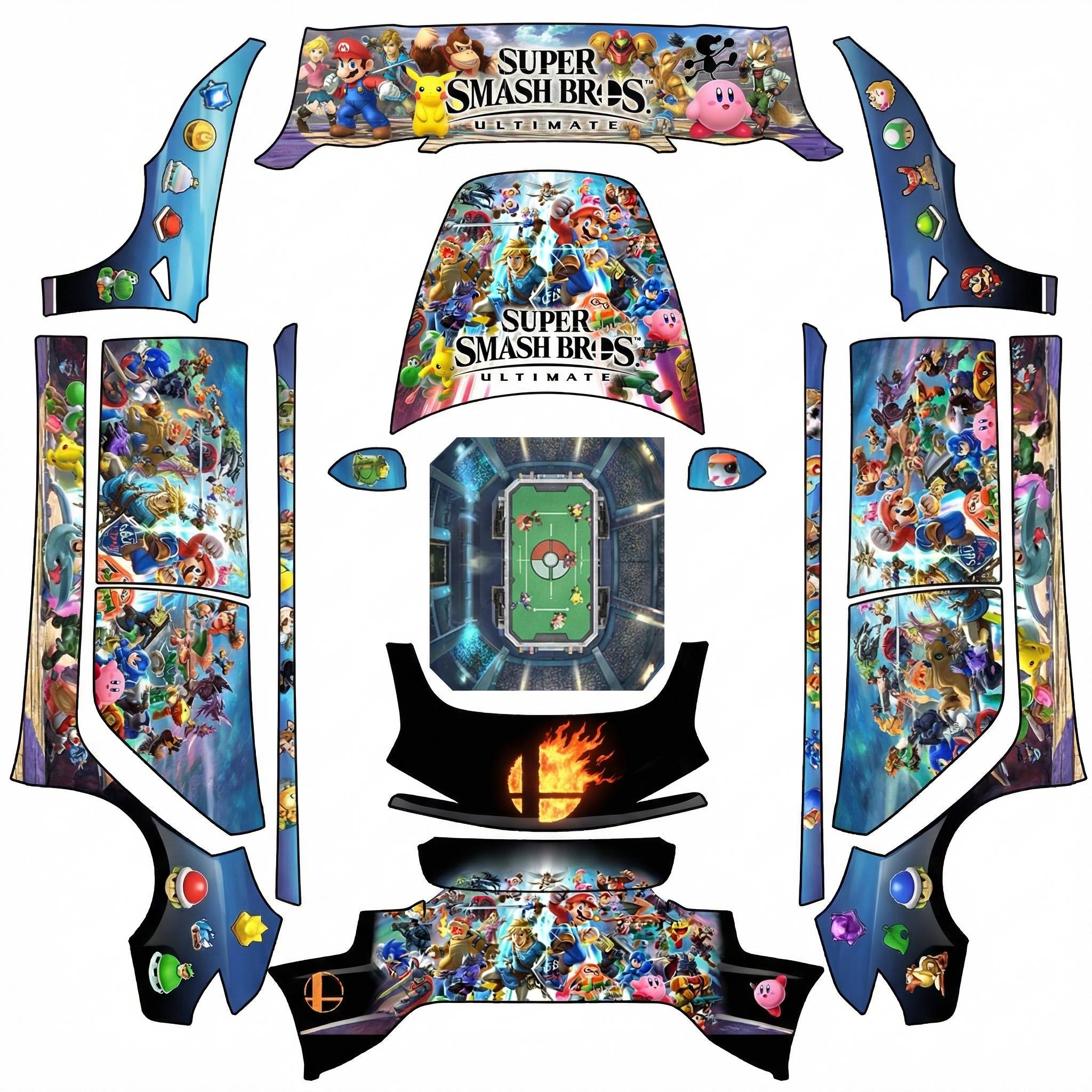 Super smash bros wrap add all the characters and… — AI wrap design for a Model 3 (2024+ Base)