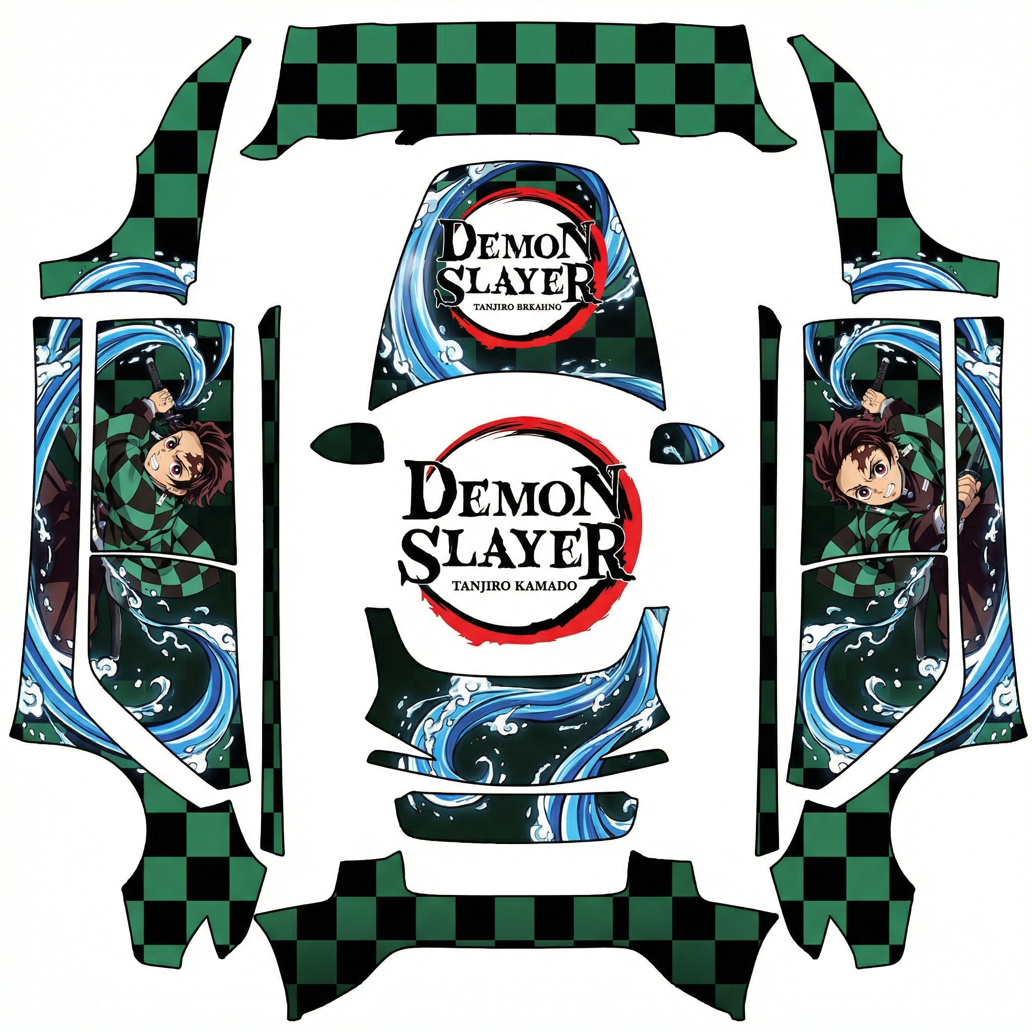 Demon Slayer anime Tanjiro pattern with the logo… — AI wrap design for a Model 3 (2024+ Base)