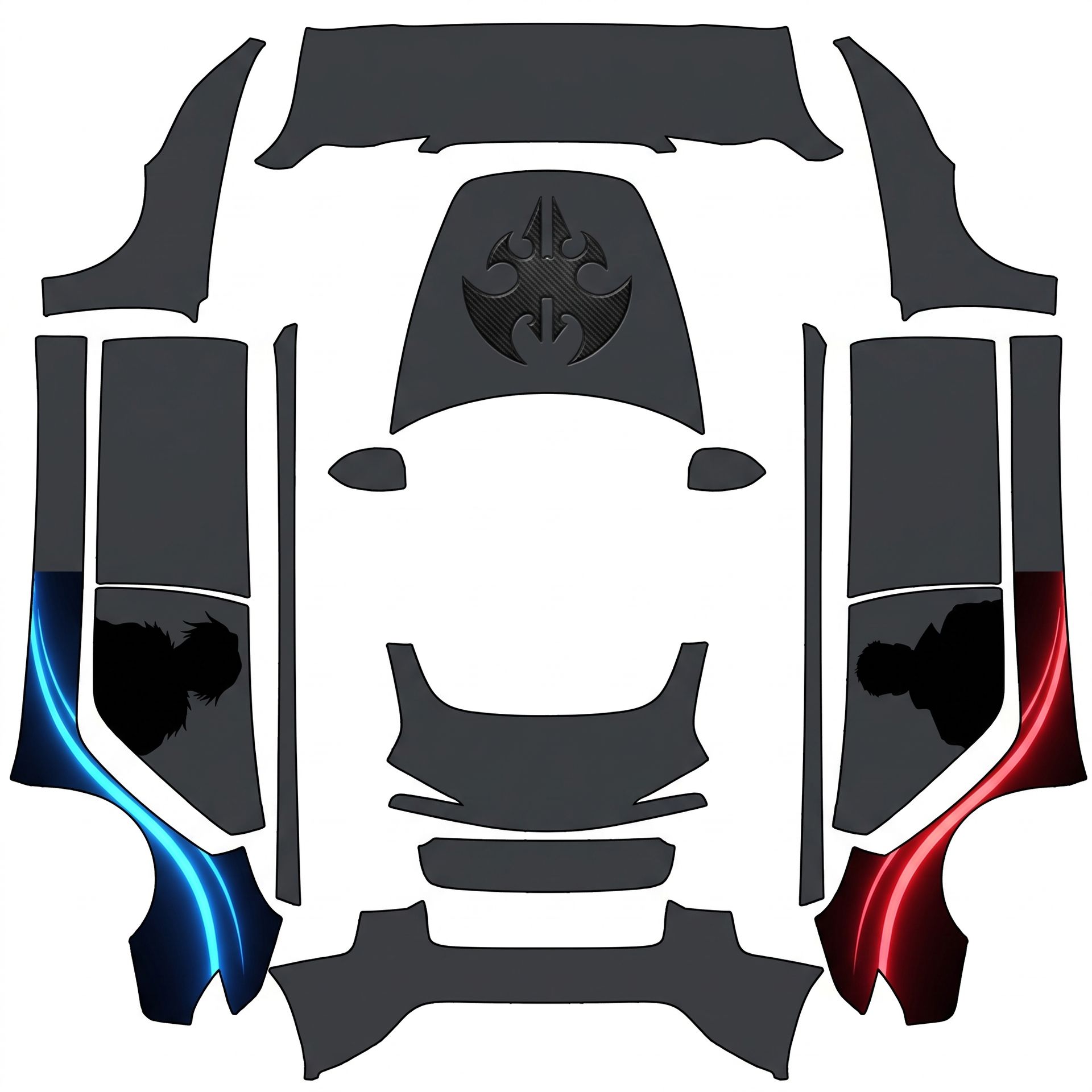 Here's the finalized design for your Model — AI wrap design for a Model 3 (2024+) Standard & Premium