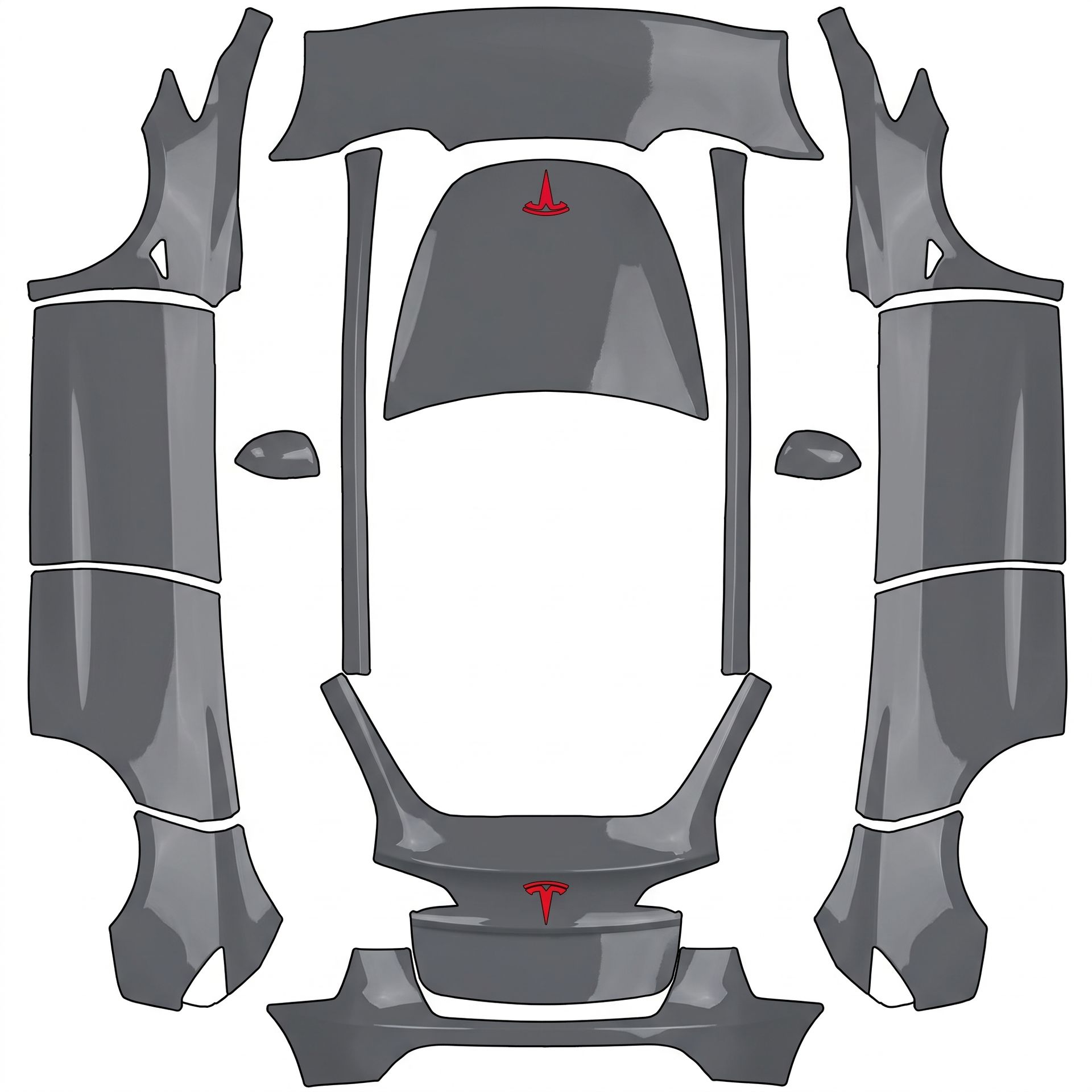 Plain wrap with Glossy Urban Gray — AI wrap design for a Model Y