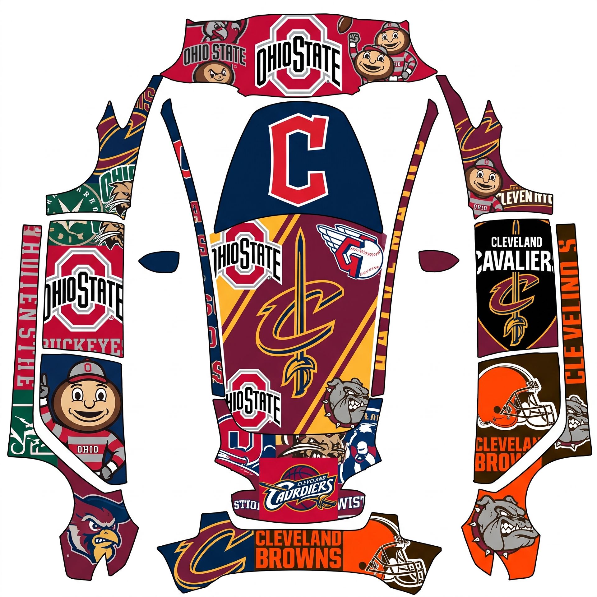 All Ohio college and Professional sports — AI wrap design for a Model 3