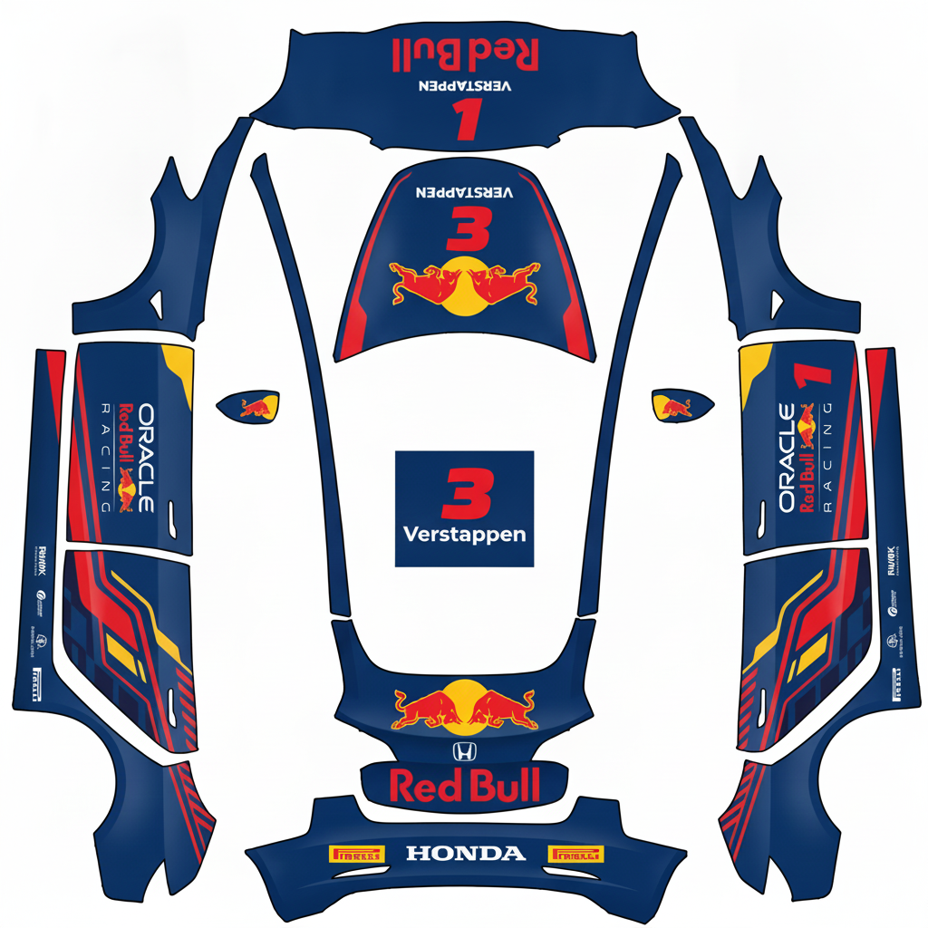 Max Verstappen redbull ontwerp — AI wrap design for a Model 3