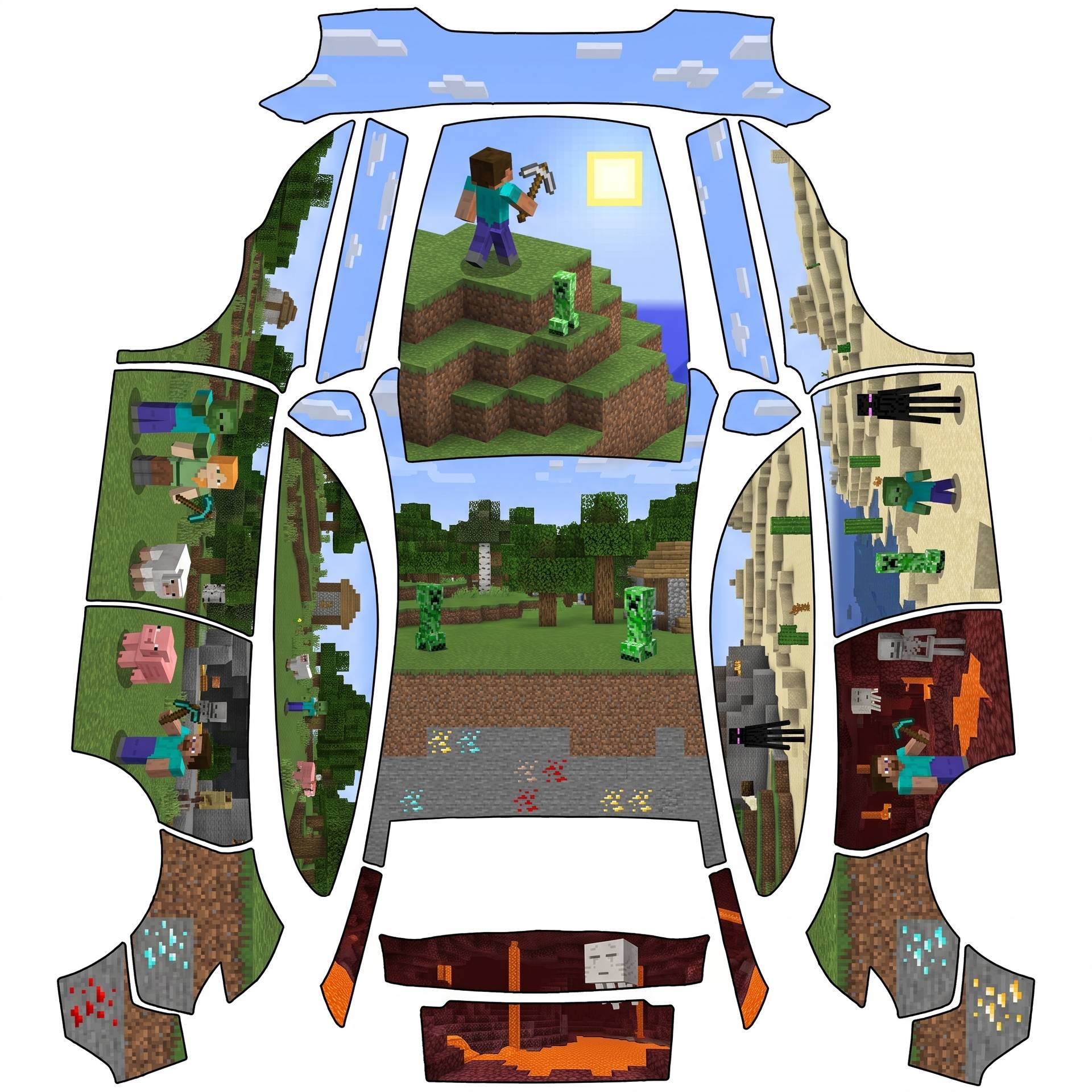 Minecraft theme — AI wrap design for a Model Y (2025+ Premium)