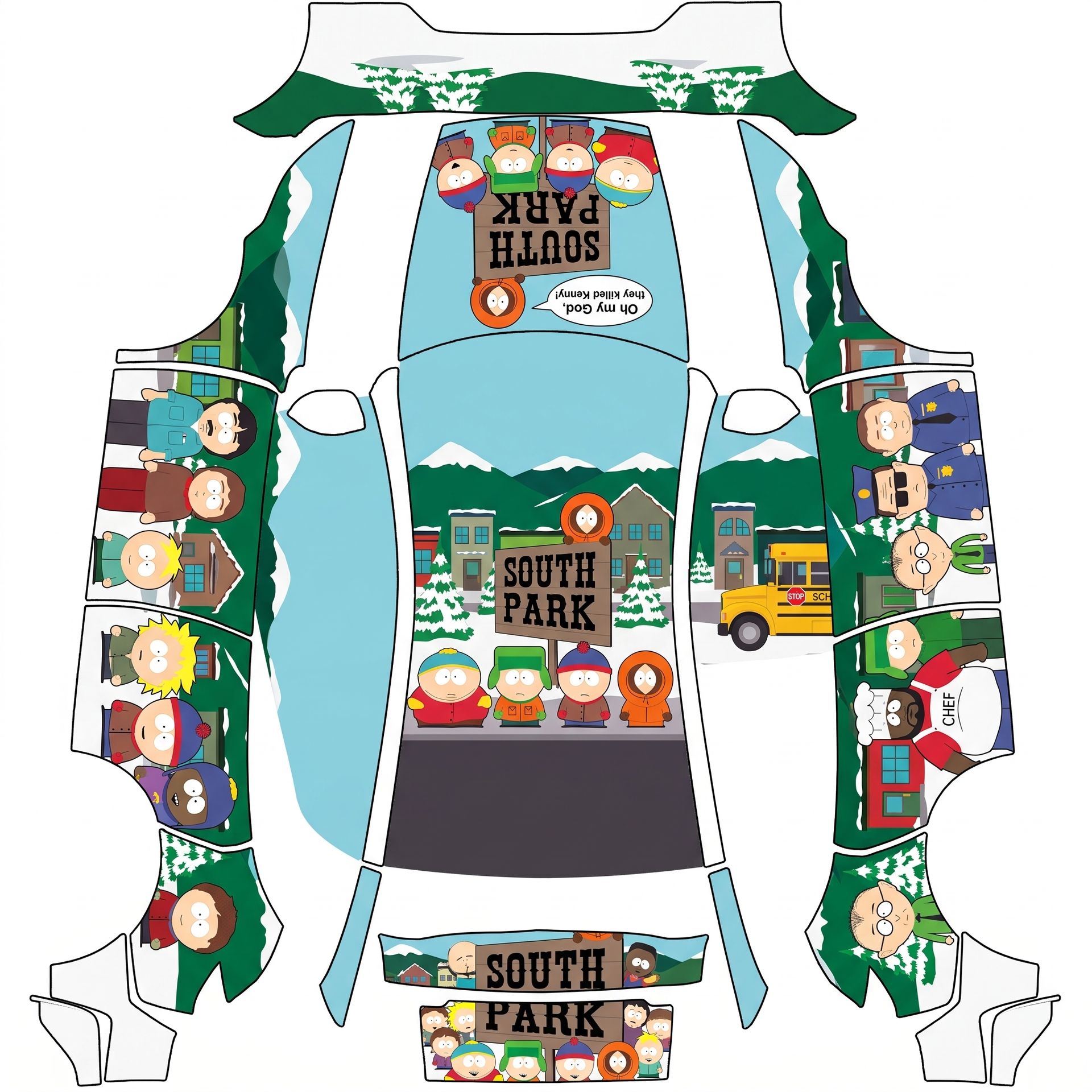 South Park theme — AI wrap design for a Model Y (2025+ Performance)